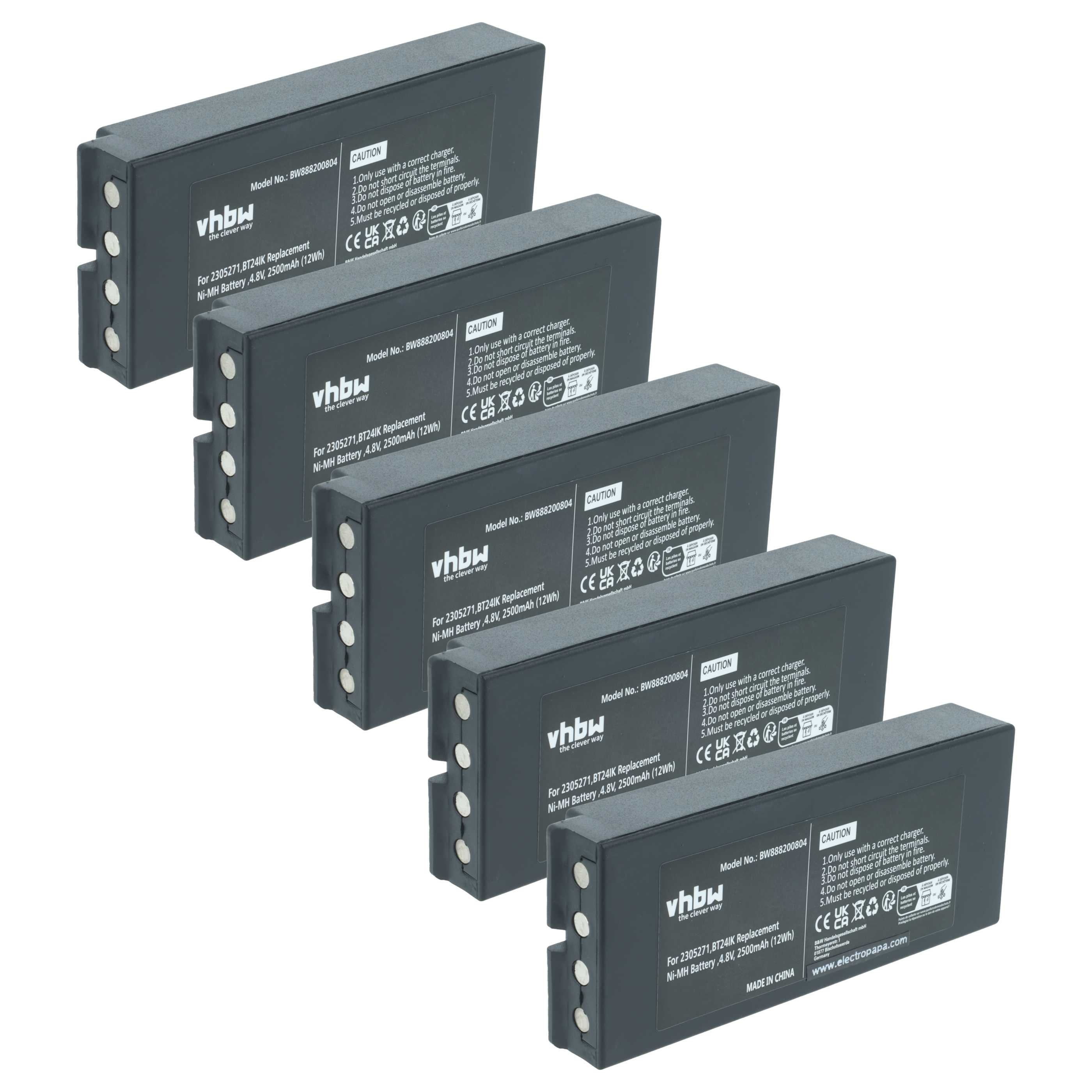 Batterie (5 pièces) remplace Danfoss 2305271, BT24IK - 2500mAh 4,8V NiMH