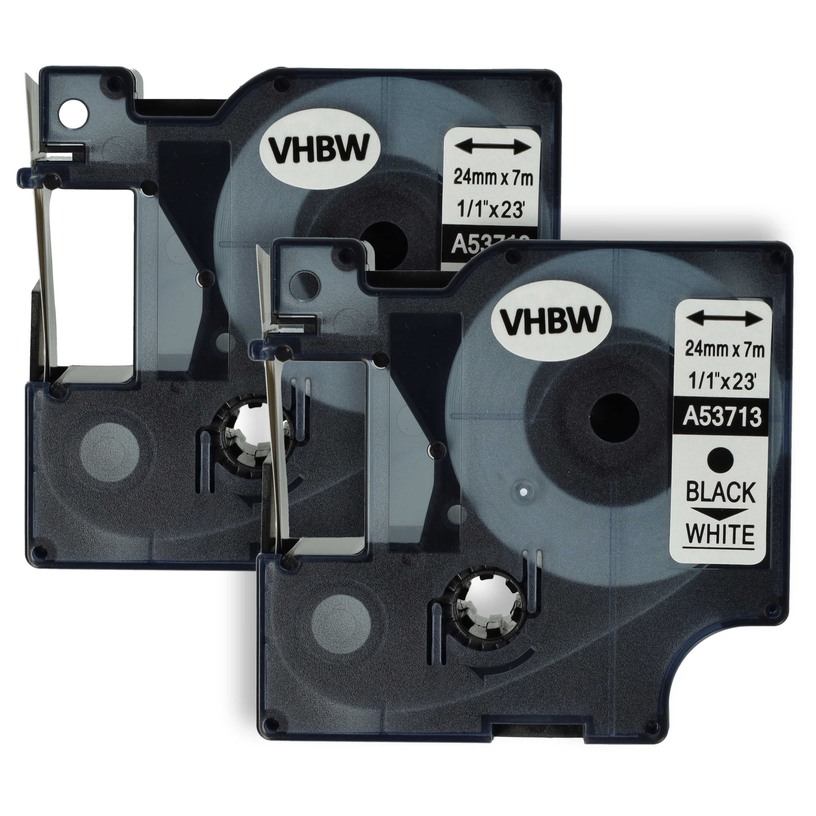2x Label Tape replaces Dymo D1, 53713 - 24 mm Black to White