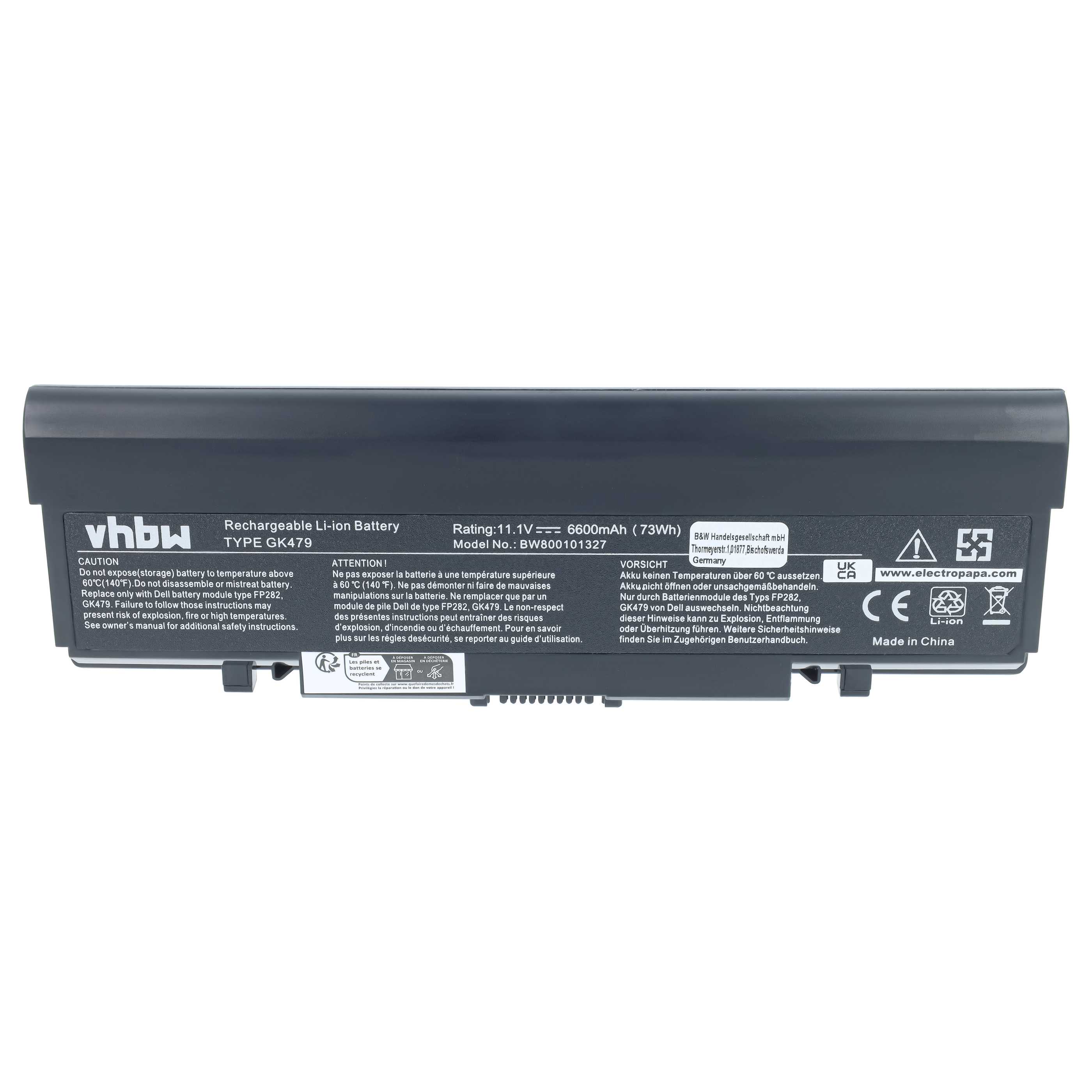 Akumulator do laptopa zamiennik Dell 312-0513, 312-0518, 312-0520, 312-0504 - 6600 mAh 11,1 V Li-Ion, czarny