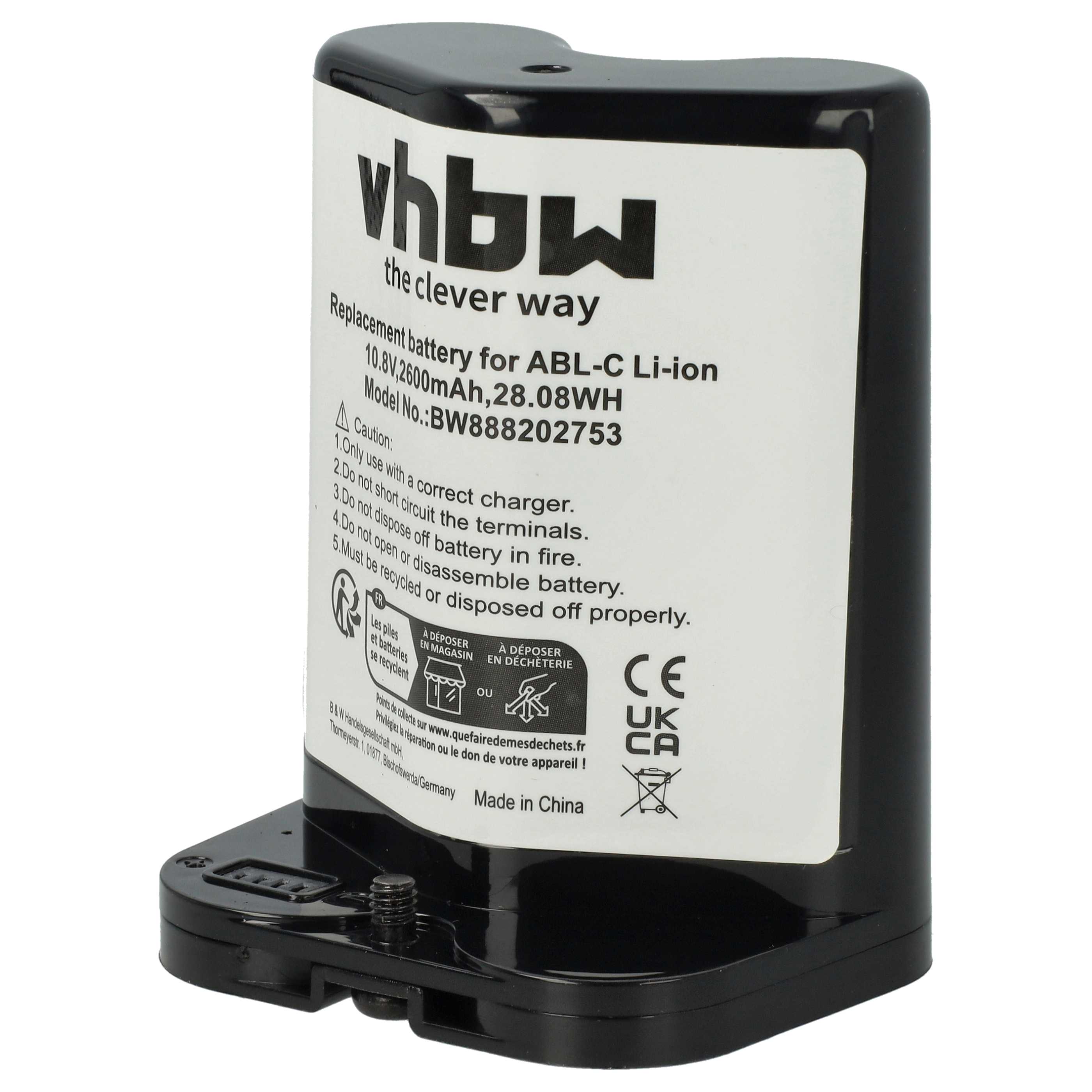 Battery replaces iRobot ABL-C, M611020 for iRobot 2600mAh, 10.8V, Li-Ion
