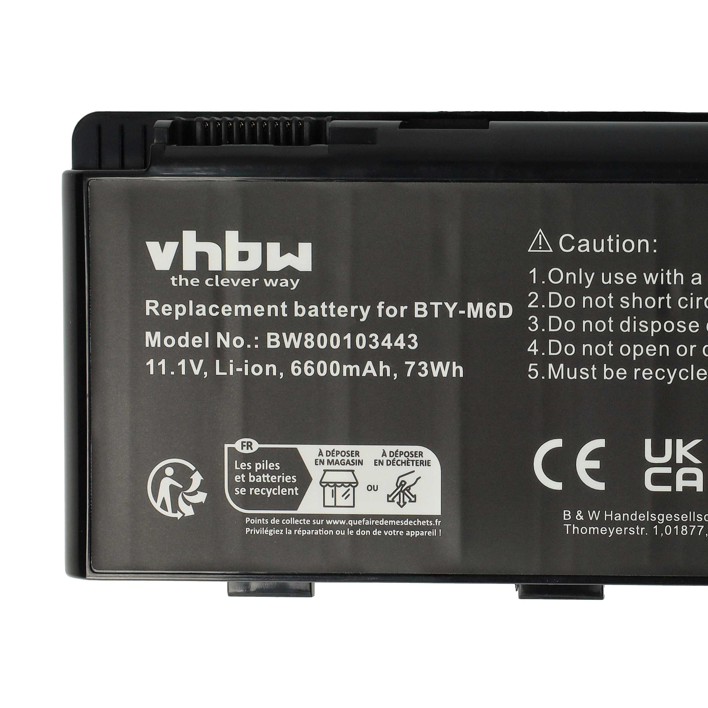 Akumulator do laptopa zamiennik Medion BTY-M6D - 6600 mAh 11,1 V Li-Ion, czarny