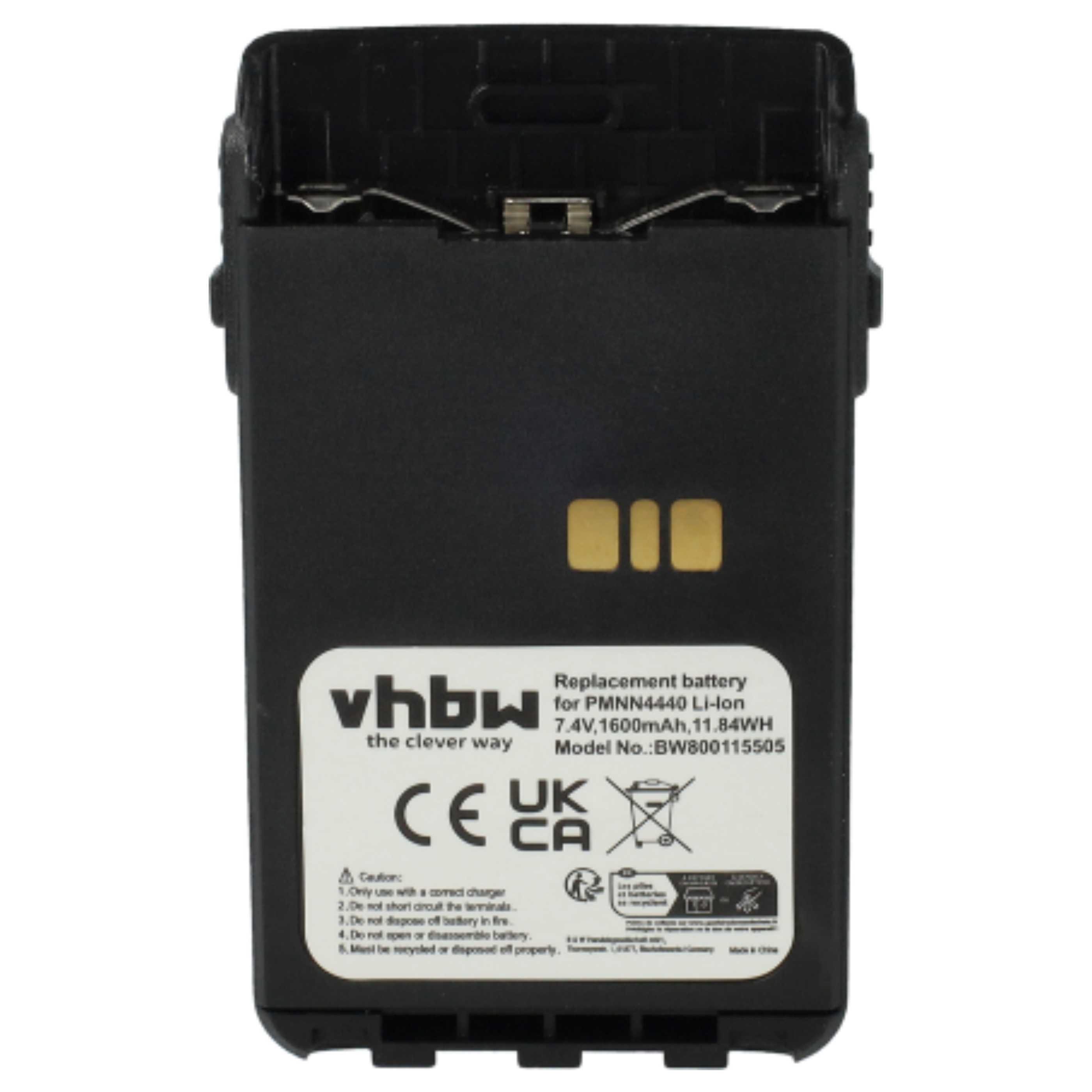 Radio 2x Battery replaces Motorola PMNN4511A, PMNN4440, PMNN4502A, PMNN4440AR - 1600 mAh 7.4 V Li-Ion