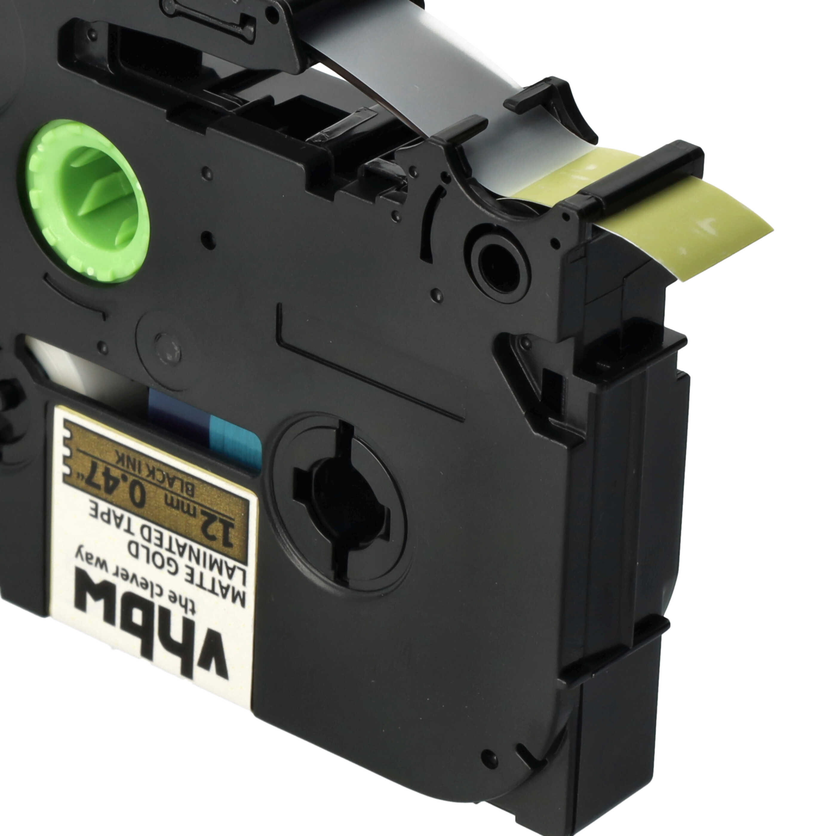 Label Tape replaces Brother TZE-MQ831 - 12 mm Black to Matt-Gold