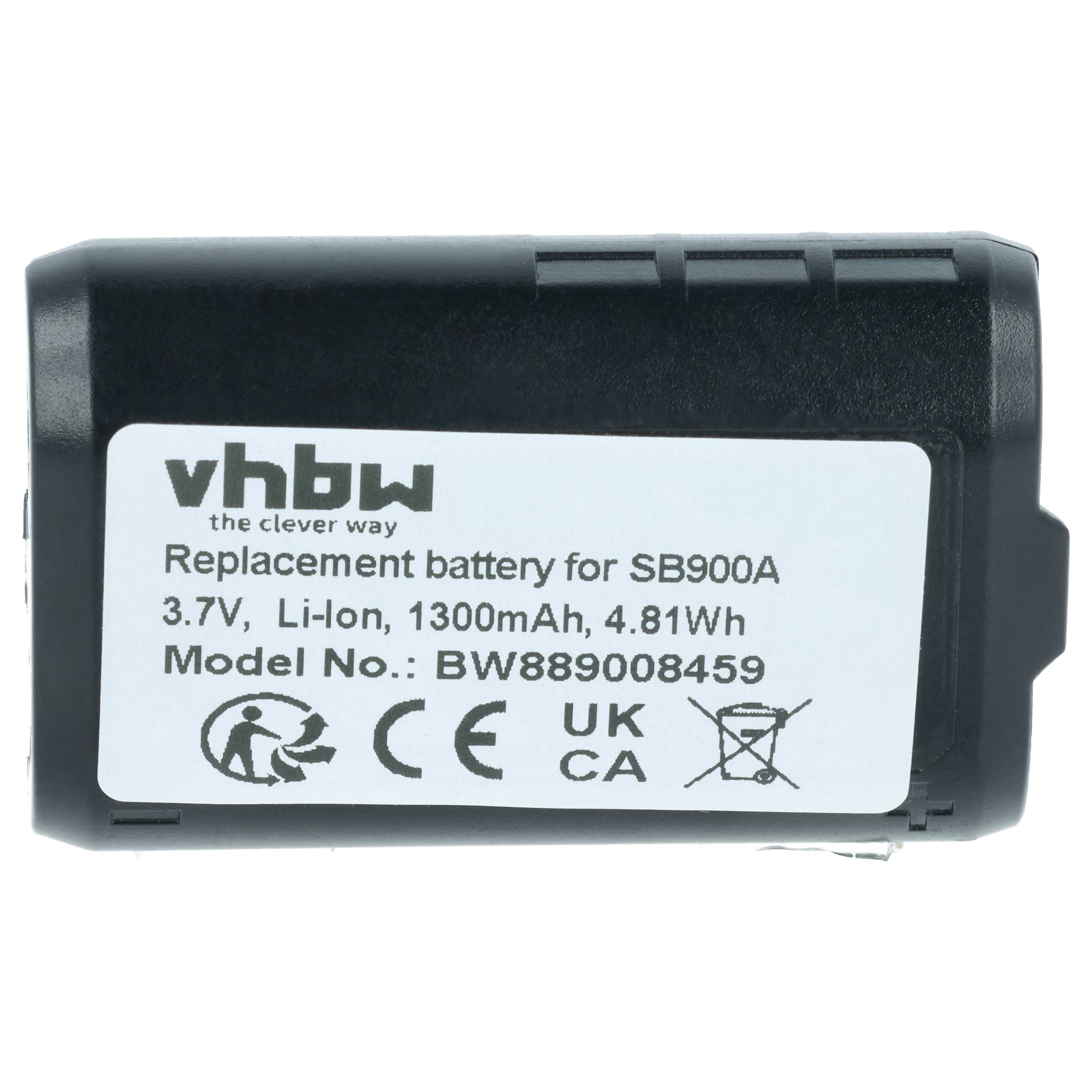 3x Batteries remplace Shure SB900A, 95A42465, SB900 pour système radio numérique Shure - 1300mAh 3,7V Li-ion