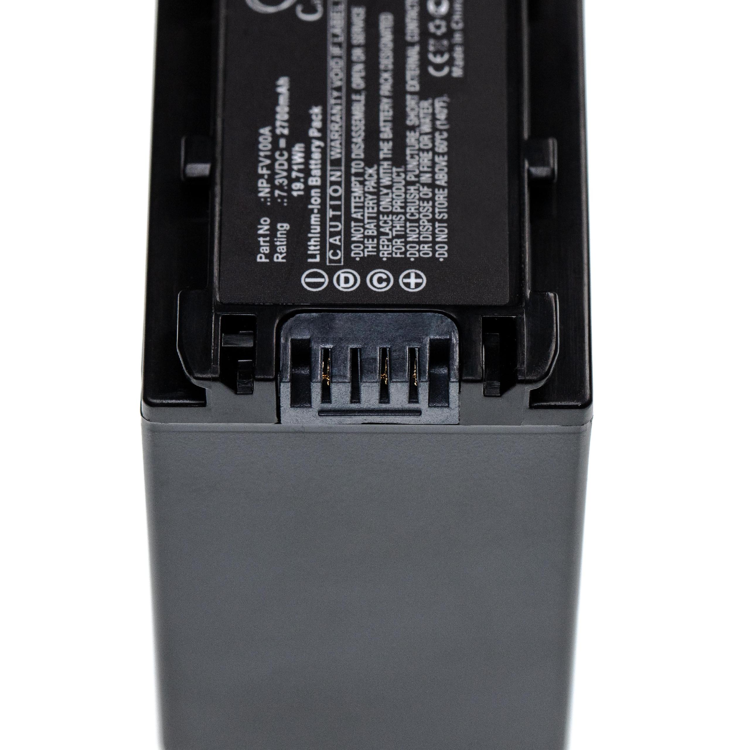 Batterie remplace Sony NP-FV100A pour caméscope - 2700mAh 7,3V Li-ion