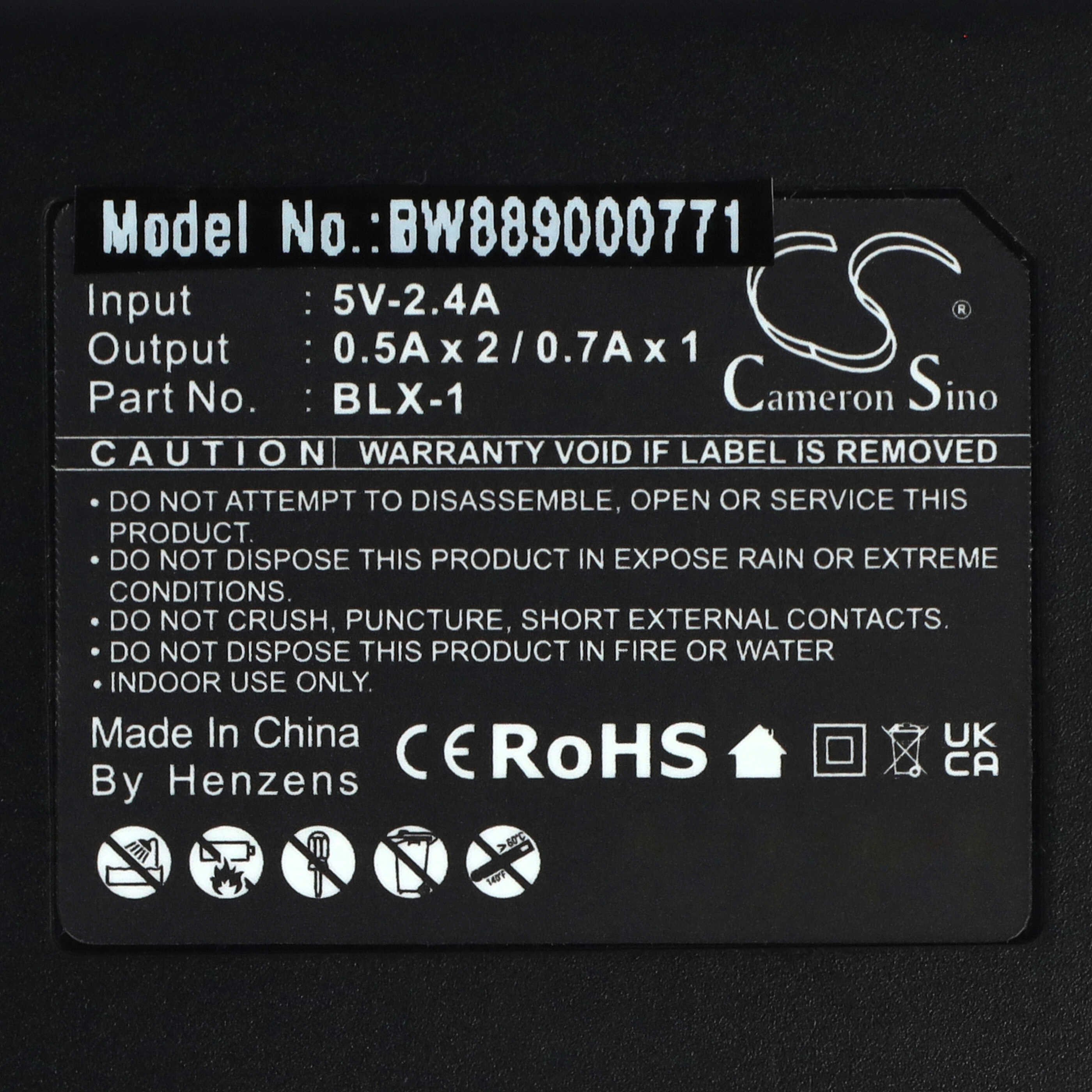 Battery Charger Micro-USB + USB-C suitable for Olympus OM-1 Mirrorless Digital Camera - 0.5 A