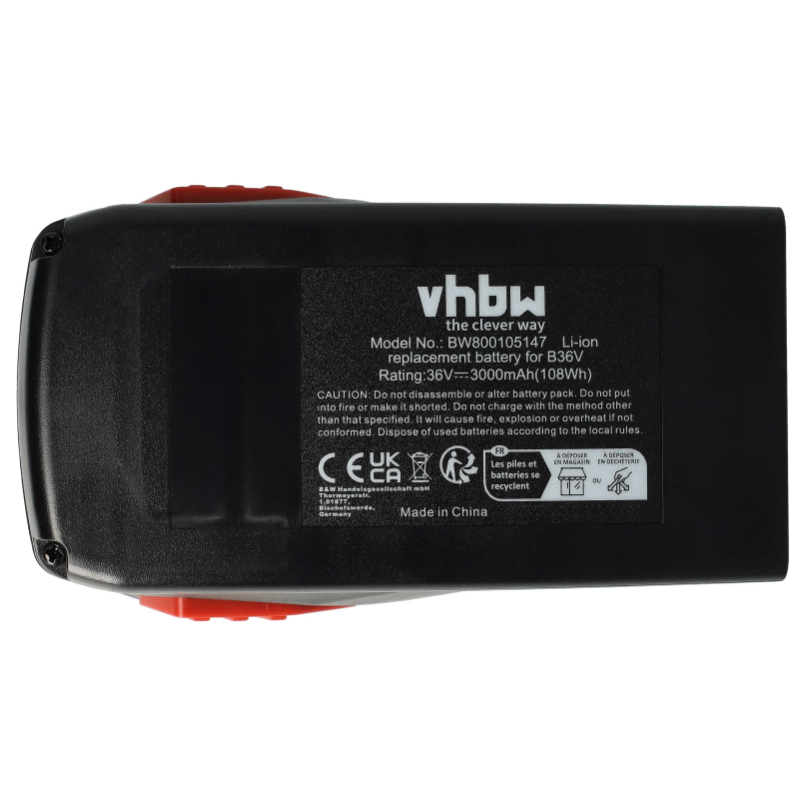 2x Battery replaces Hilti B36V, B36, 2203932, 418009 Electric Power Tool - 3000 mAh, 36 V, Li-Ion