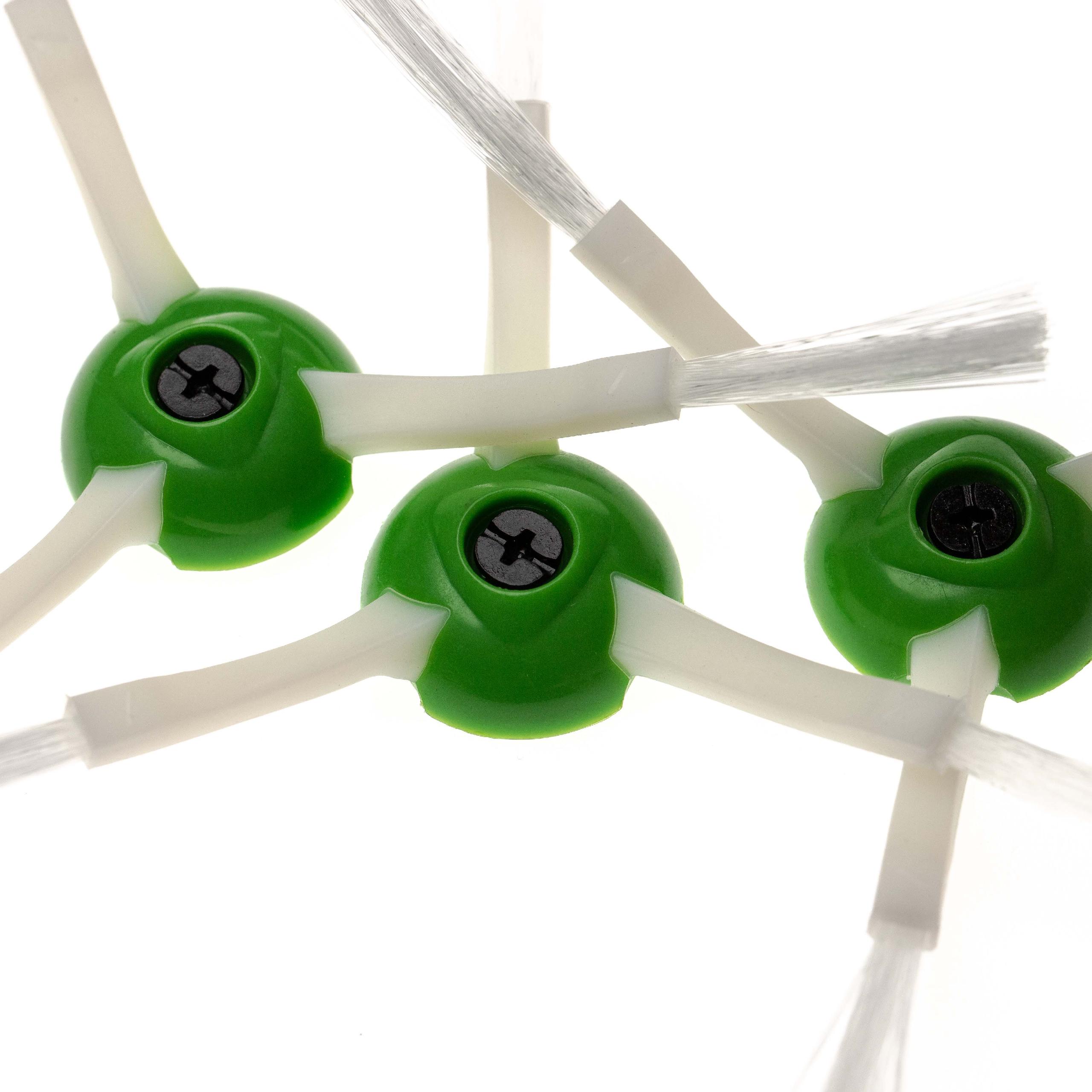 3x Cepillo lateral 3 brazos para robot aspirador iRobot Roomba E5 - Set de cepillos blanco / verde