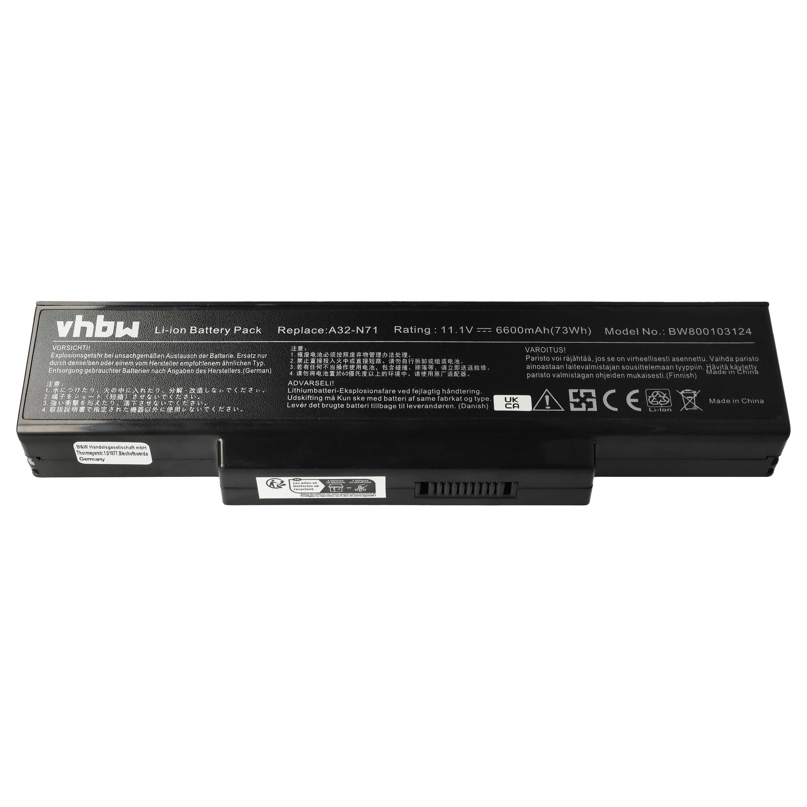 Akumulator do laptopa zamiennik Asus 70-NX01B1000Z, 70-NXH1B1000Z - 6600 mAh 11,1 V Li-Ion, czarny