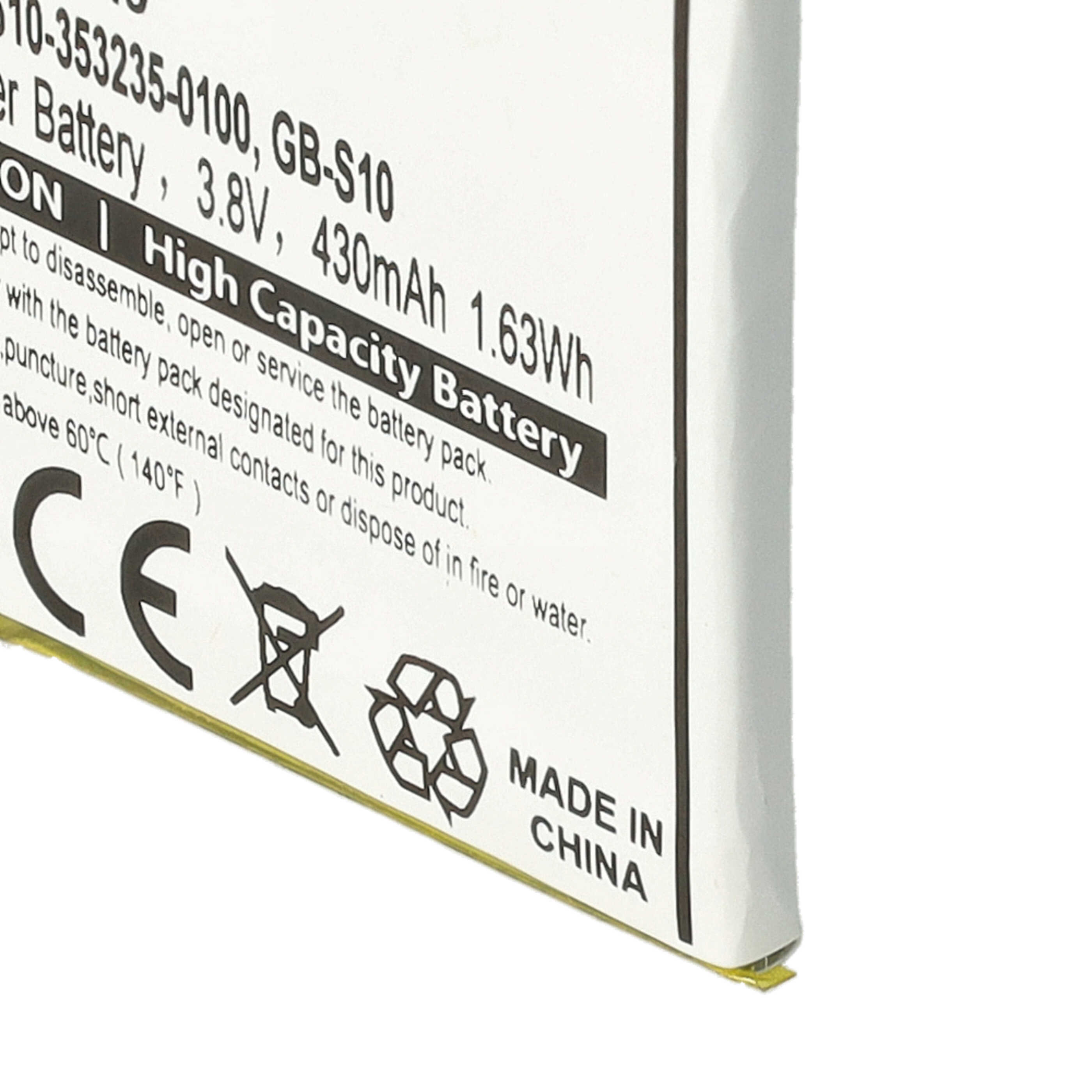 Batterie remplace Sony 1288-9079, GB-S10, 1588-0911 pour montre connectée - 430mAh 3,7V Li-polymère + outils