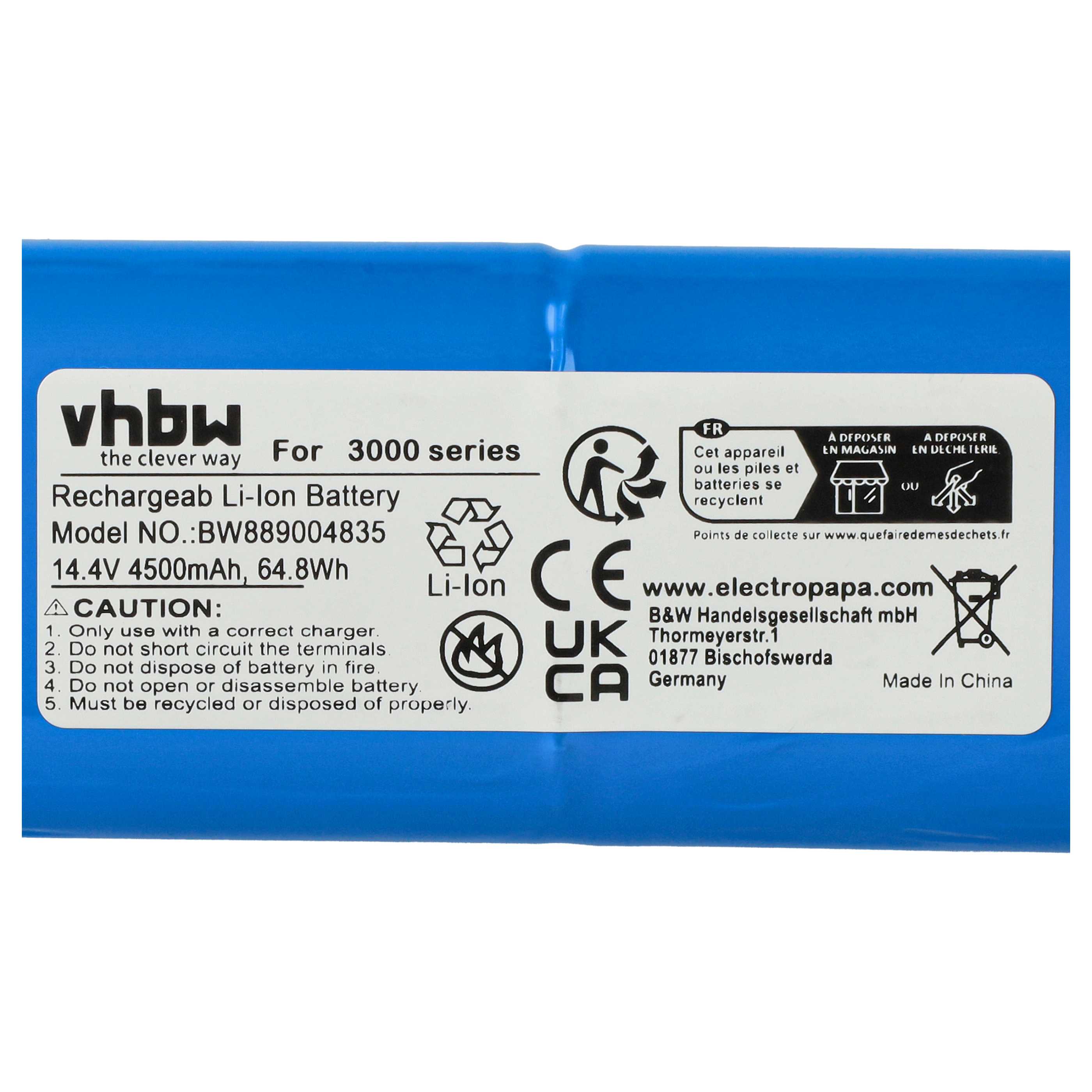 Battery replaces Philips C1048A2 for Philips 4500mAh, 14.4V, Li-Ion