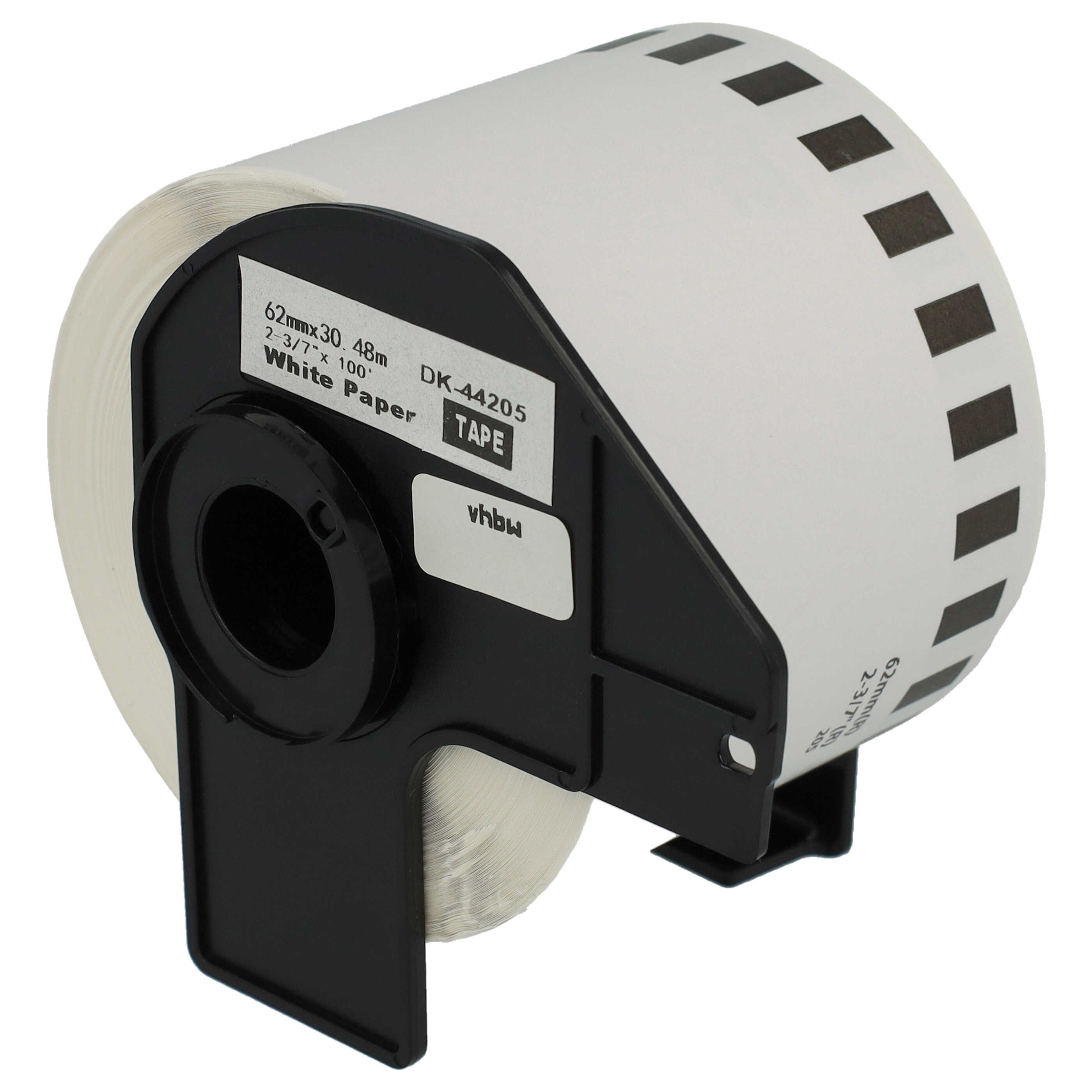 Etiquetas reemplaza Brother DK-44205 para impresora etiquetas - Premium 62 mm x 30,48 m + soporte