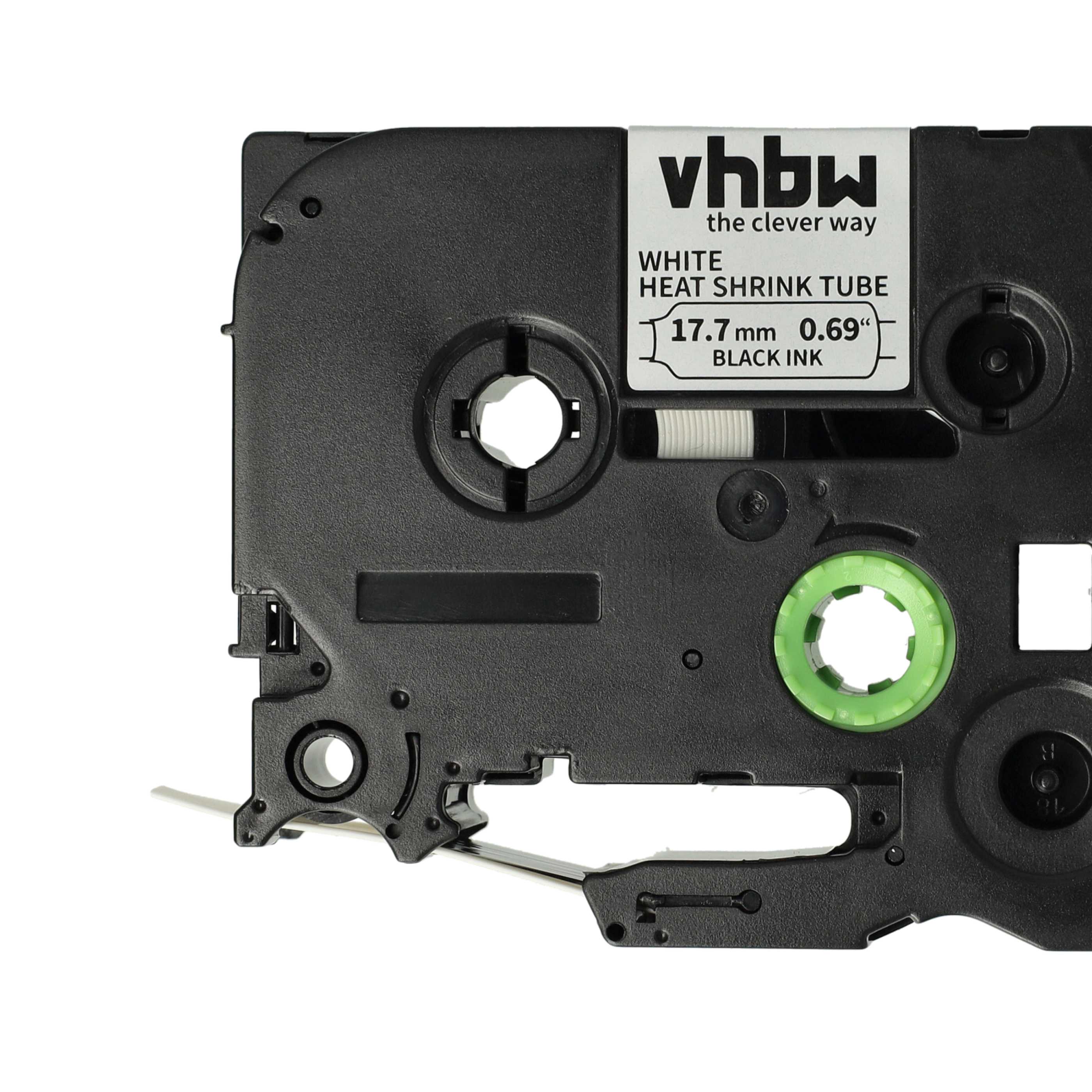 Label Tape as Replacement for Brother HS241, AHS-241, HS-241 - Black to White, Heat Shrink Tape, 17.7 mm