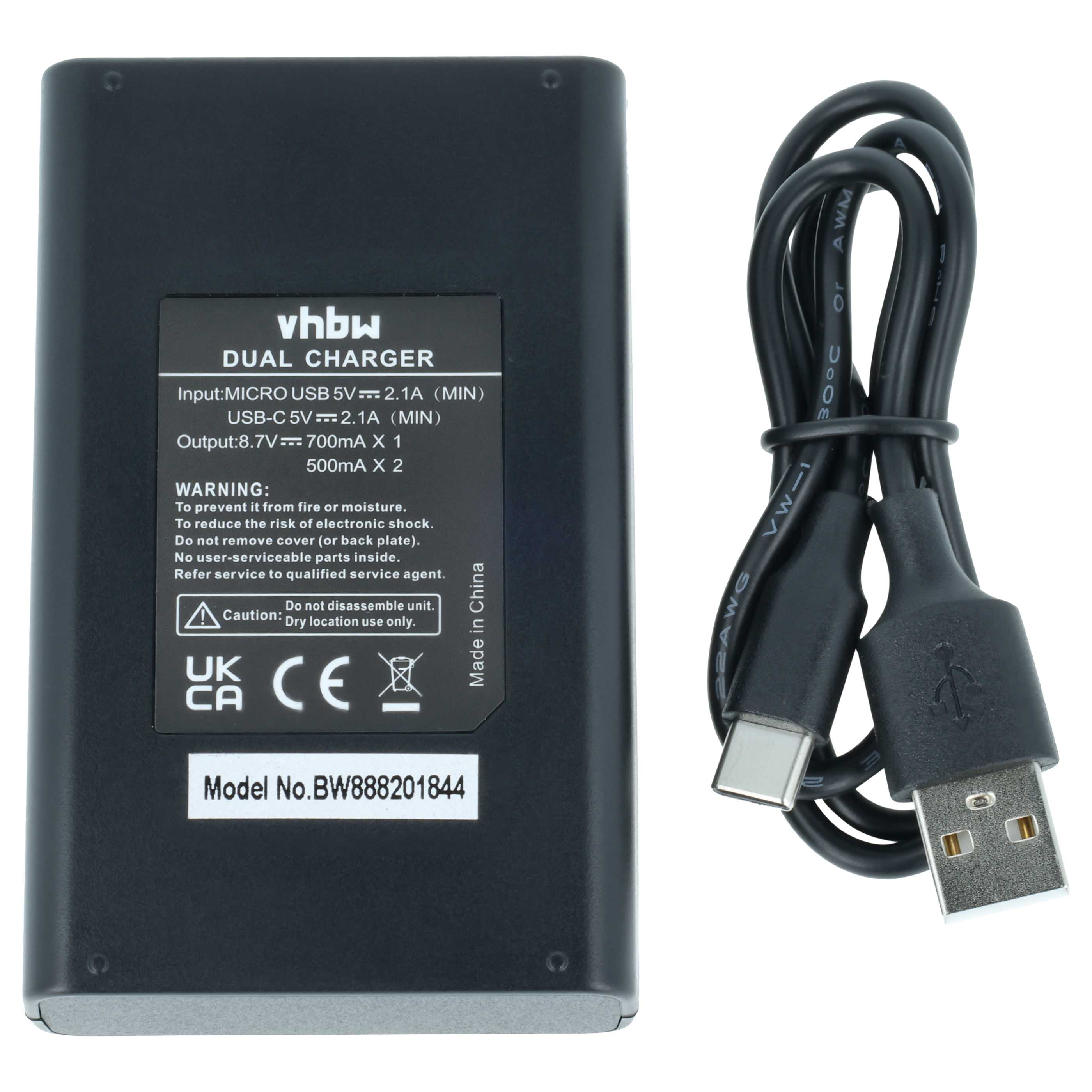 Battery Charger Micro-USB + USB-C + Cable USB-C suitable for Nikon Z50, Z Fc, Z30, Z50 II Digital Camera