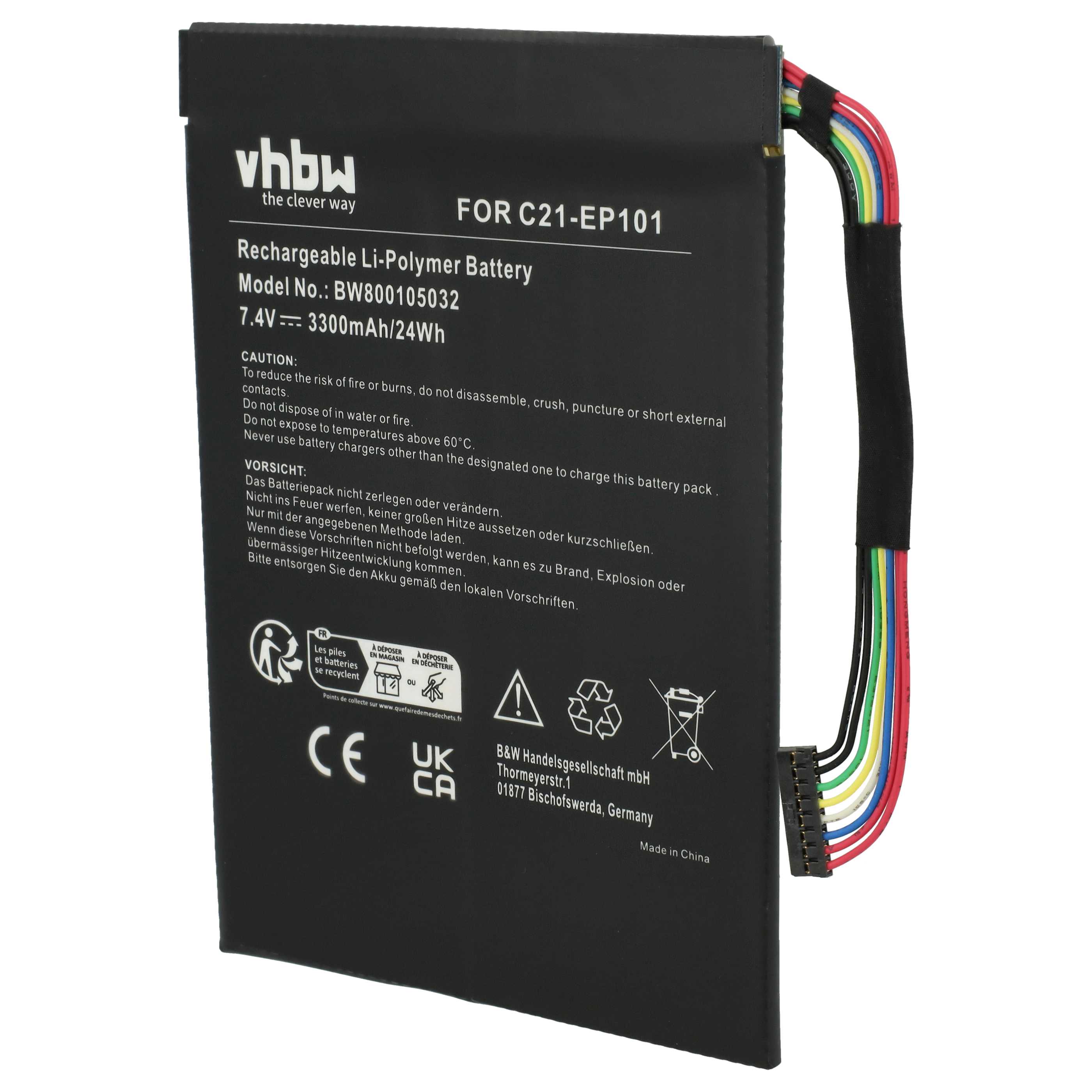 Akumulator do laptopa zamiennik Asus C21-EP101, C21EP101 - 3300 mAh 7,4 V LiPo, czarny