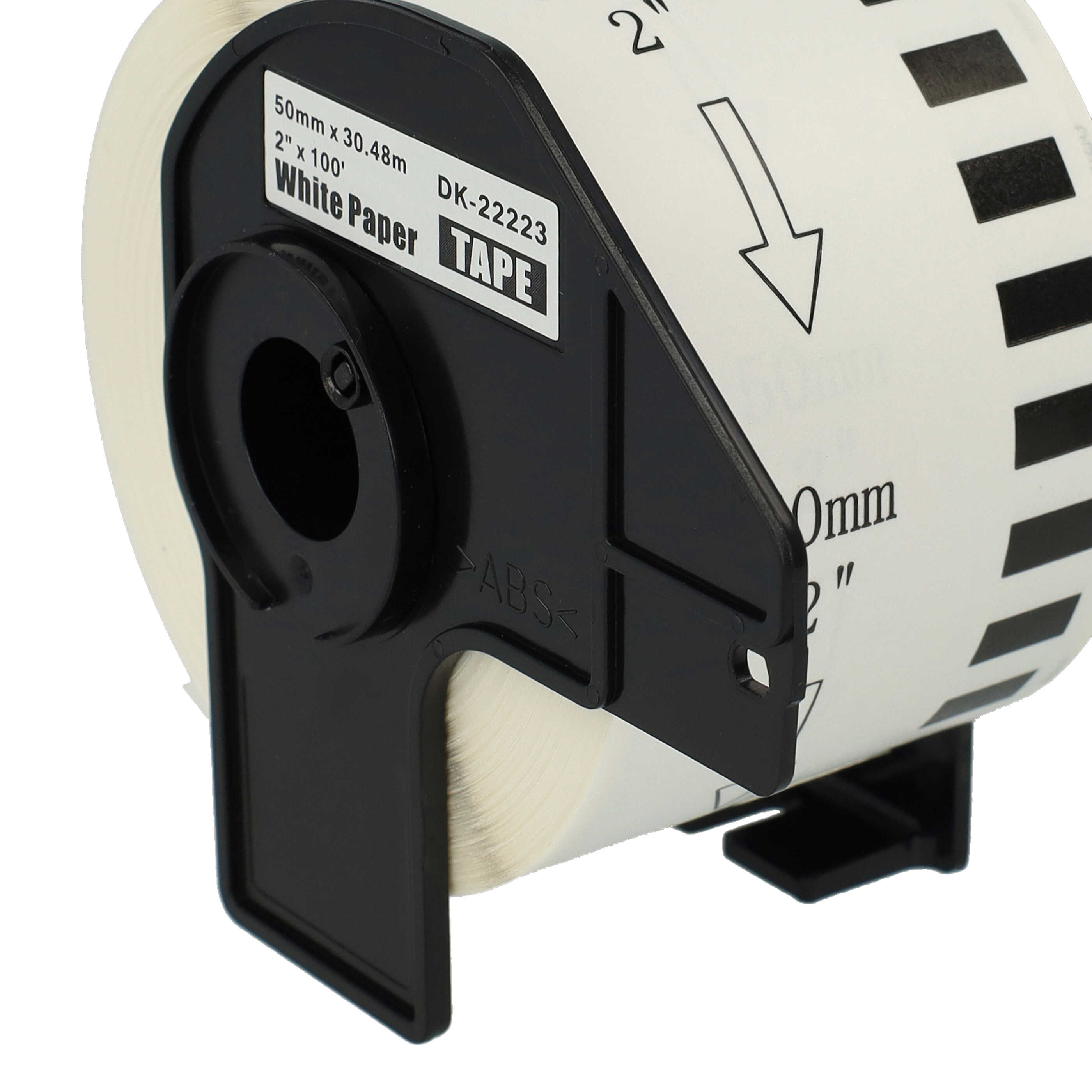 3x Label Roll replaces Brother DK-22223 Labeller - Premium 50 mm x 30.48 m + Holder