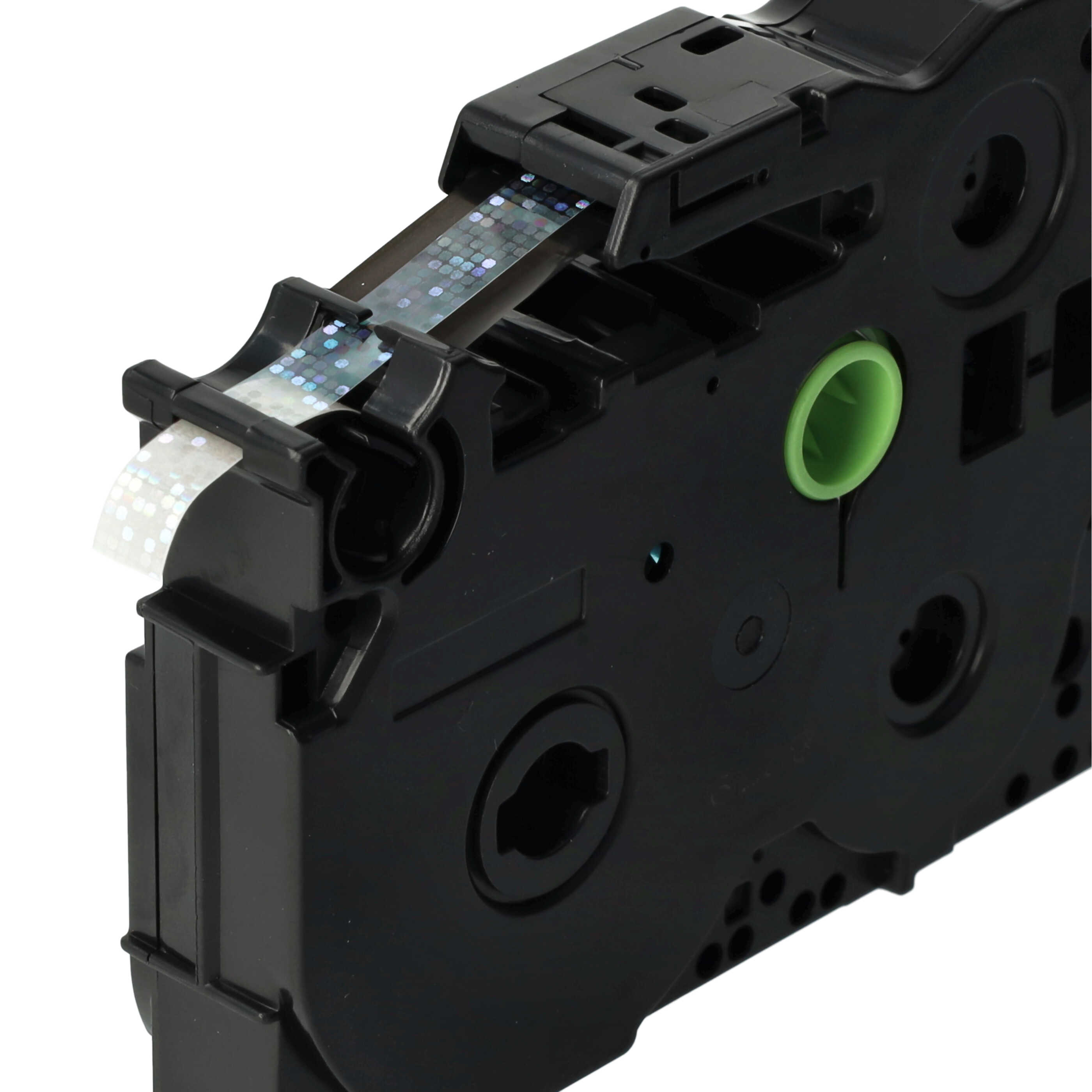 Label Tape replaces Brother TZE-111L1 - 6 mm Black to Transparent (Glitter)