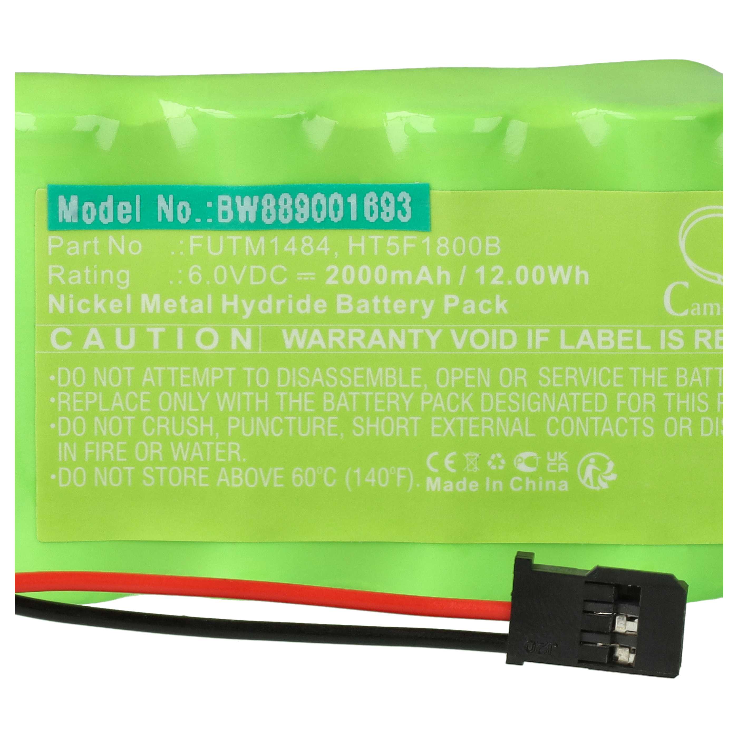 Transmitter 2x Battery replaces Futaba HT5F1800B, FUTM1484 - 2000 mAh 6 V NiMH