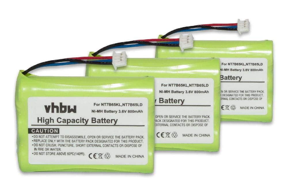 3x Batteries remplace NT7B65LD, NT7B65KL, CPH-464Q3S pour téléphone Nortel - 800mAh 3,6V NiMH