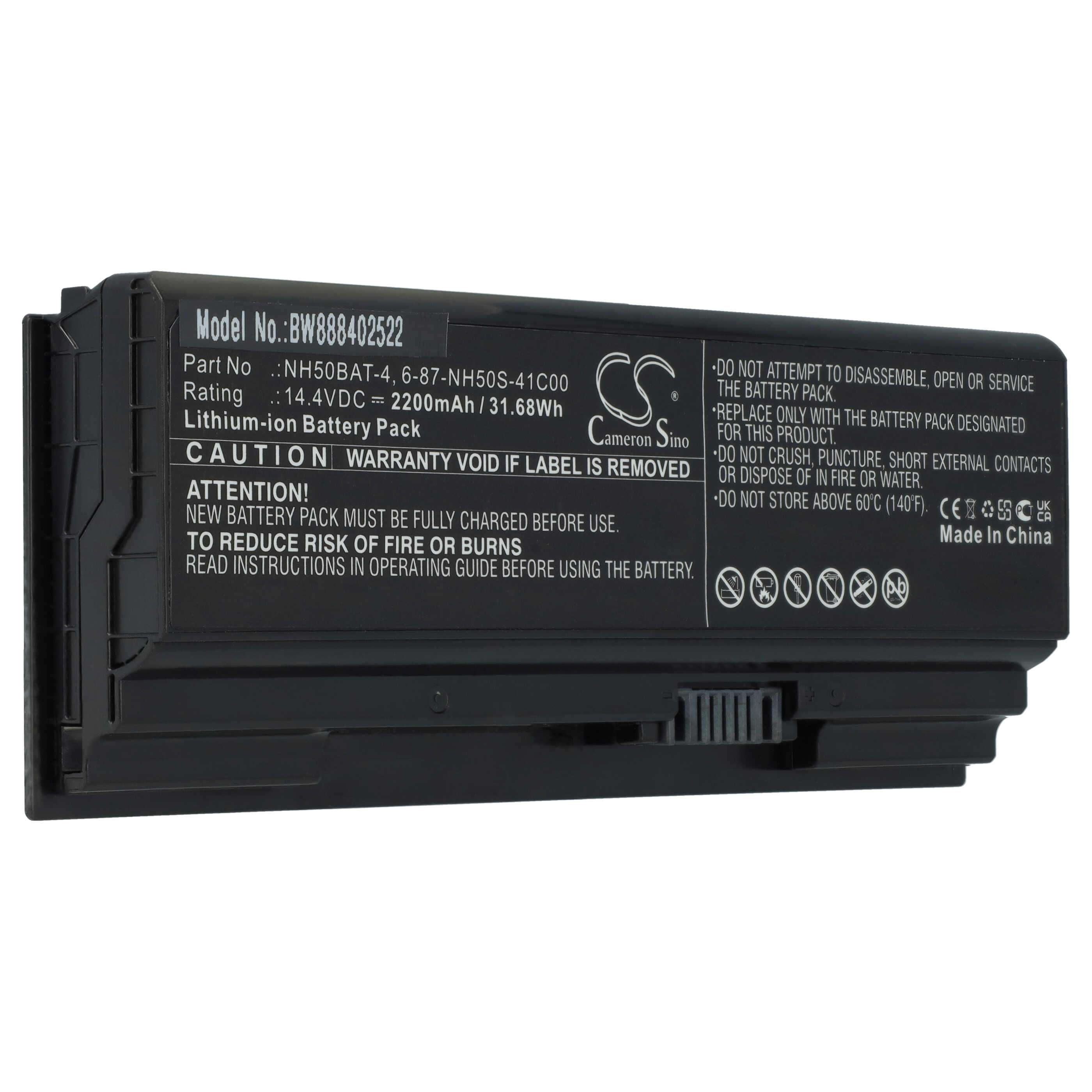 Batería reemplaza Aorus 6-87-NH50S-41C00, NH50BAT-4 para notebook Gigabyte - 2200 mAh 14,4 V Li-Ion