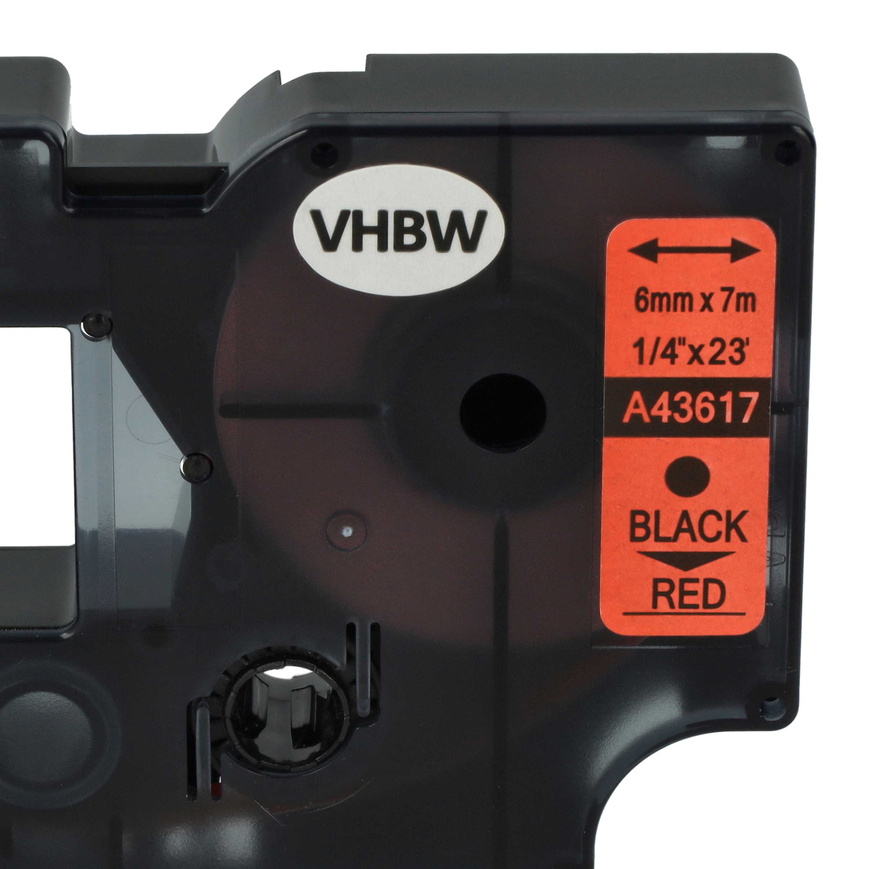 Label Tape replaces Dymo D1, 43617 - 6 mm Black to Red