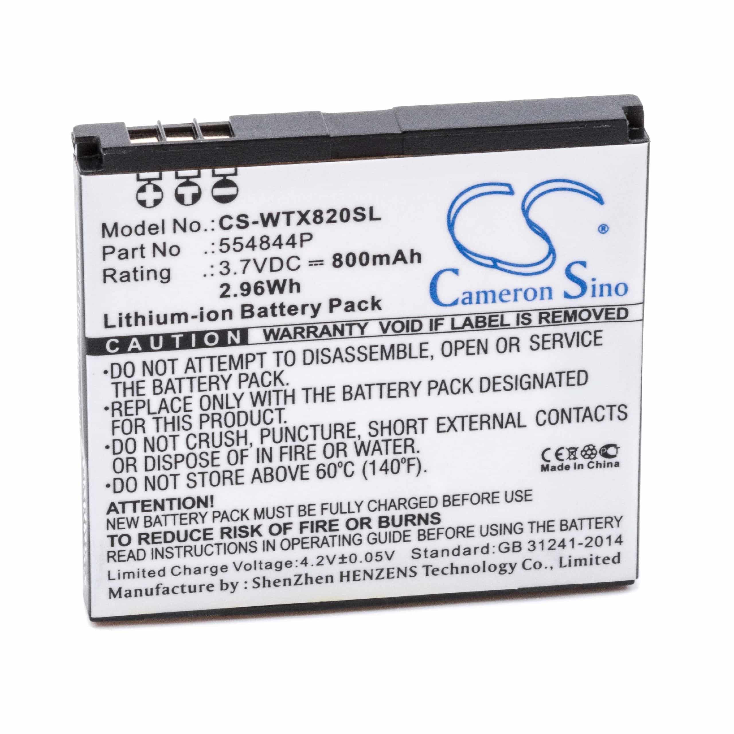 GPS Battery Replacement for 554844P - 800mAh, 3.7V