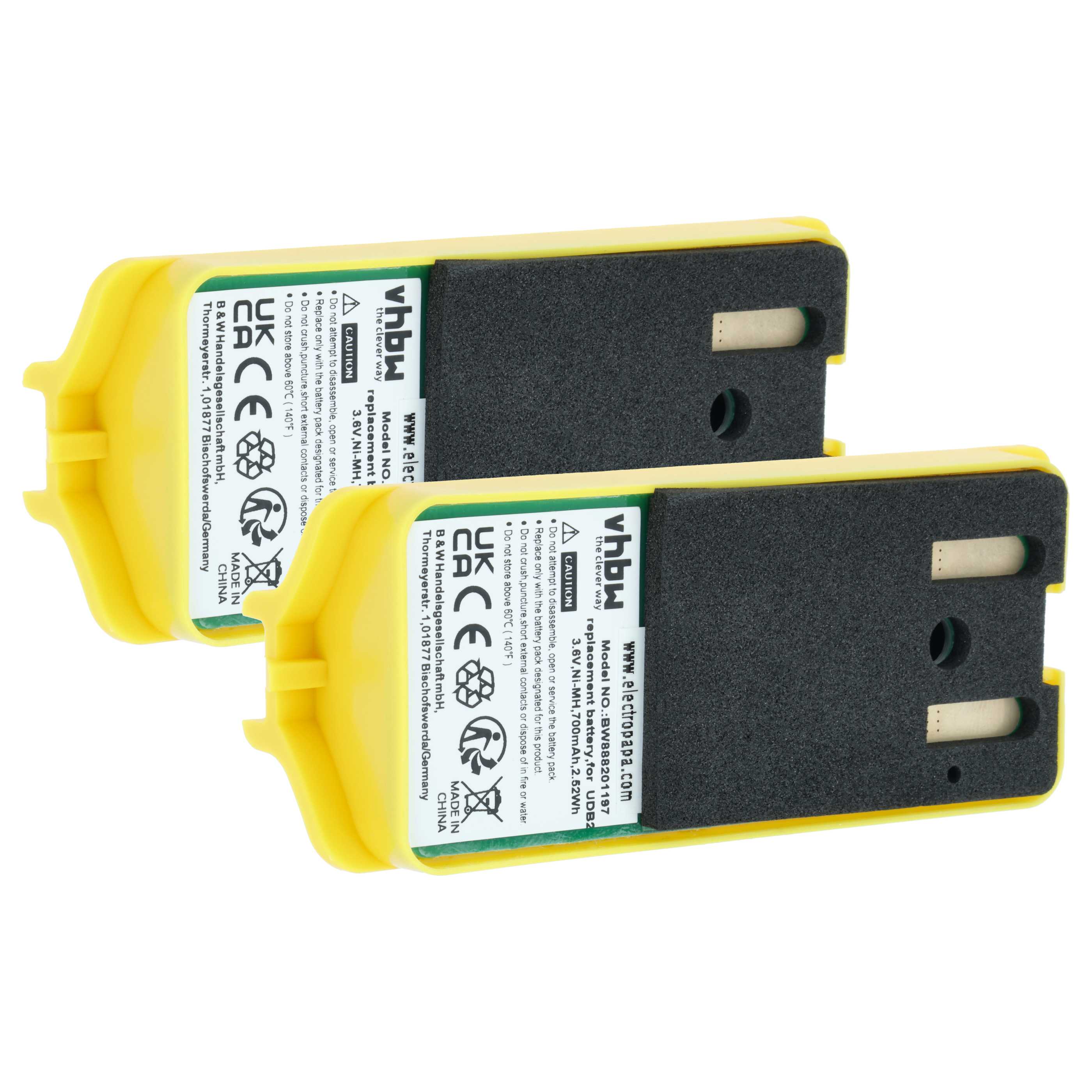 Radio 2x Battery replaces JAY UDB2 - 700 mAh 3.6 V NiMH