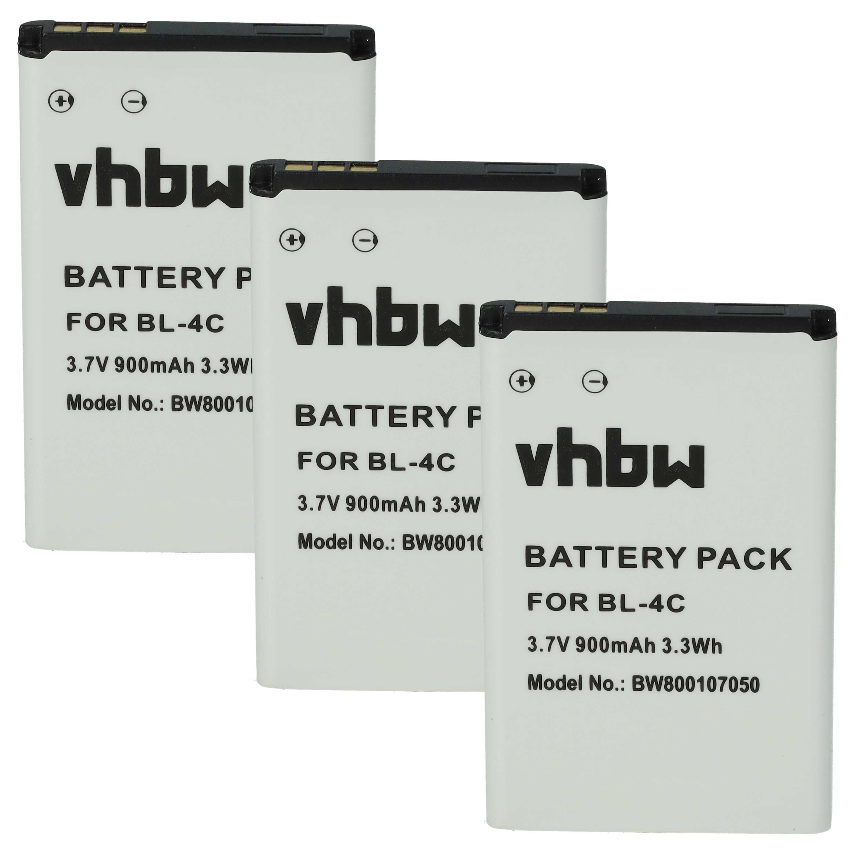 3x Akumulator do telefonu smartfona zamiennik BBK BL-4C - 900 mAh 3,7 V Li-Ion