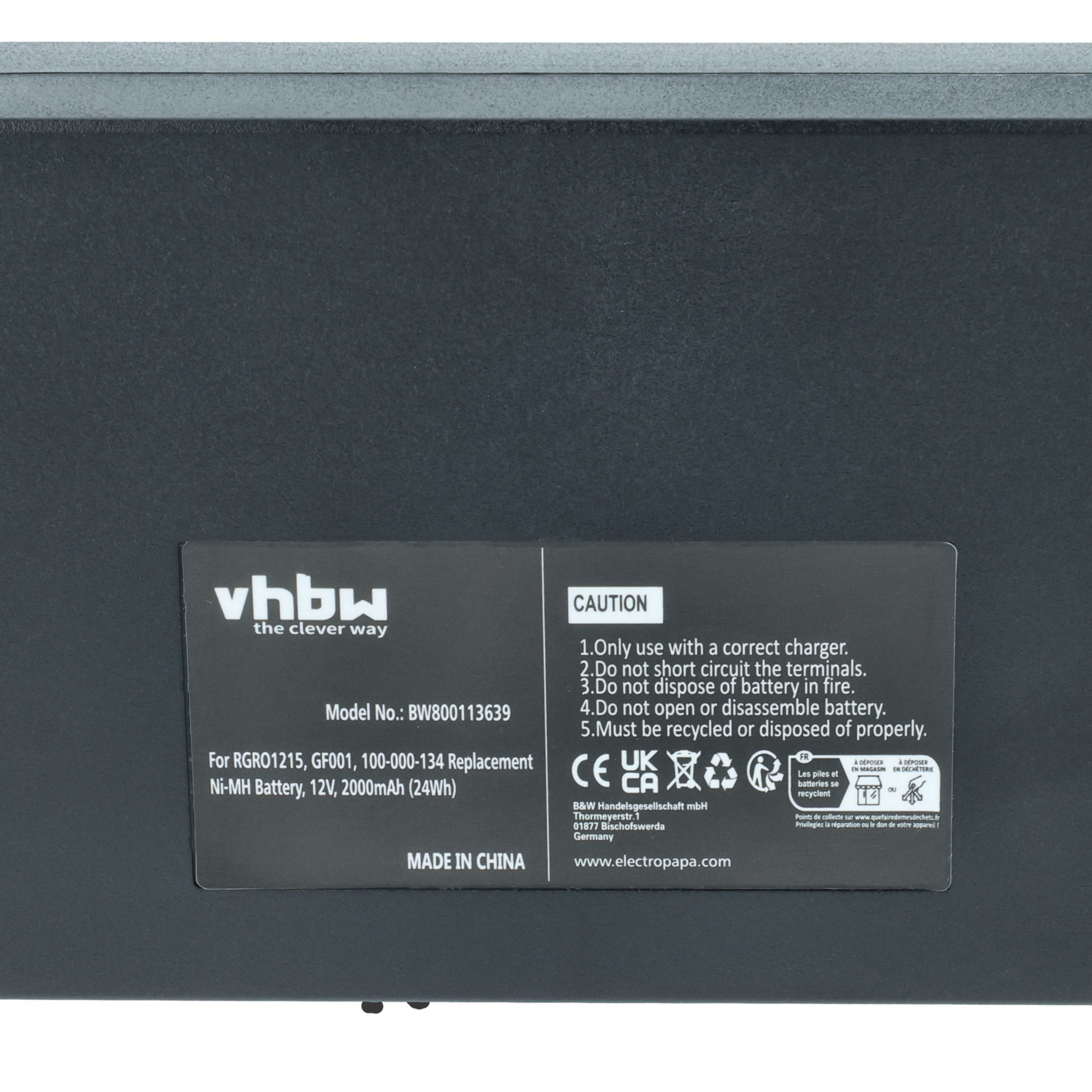 Akku (2 Stück) als Ersatz für Gross Funk RGRO1215, 738010957, GF001, 100-000-134 Steuerung - 2000mAh 12V NiMH