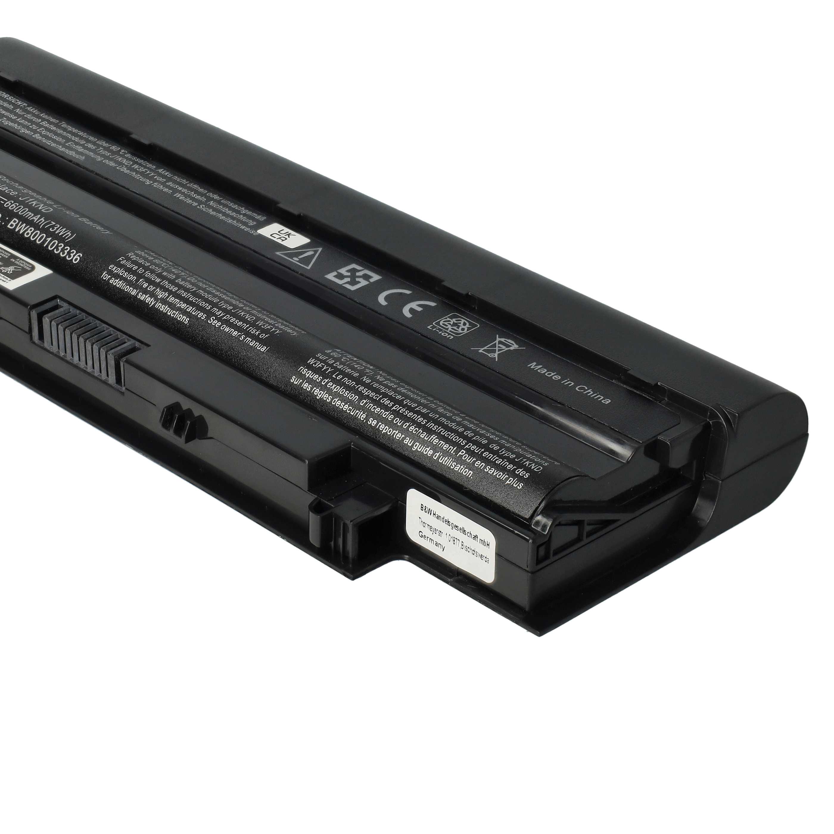 Akumulator do laptopa zamiennik Dell 07XFJJ, 0J1KND, 04YRJH, 06P6PN, 0383CW - 6600 mAh 11,1 V Li-Ion, czarny