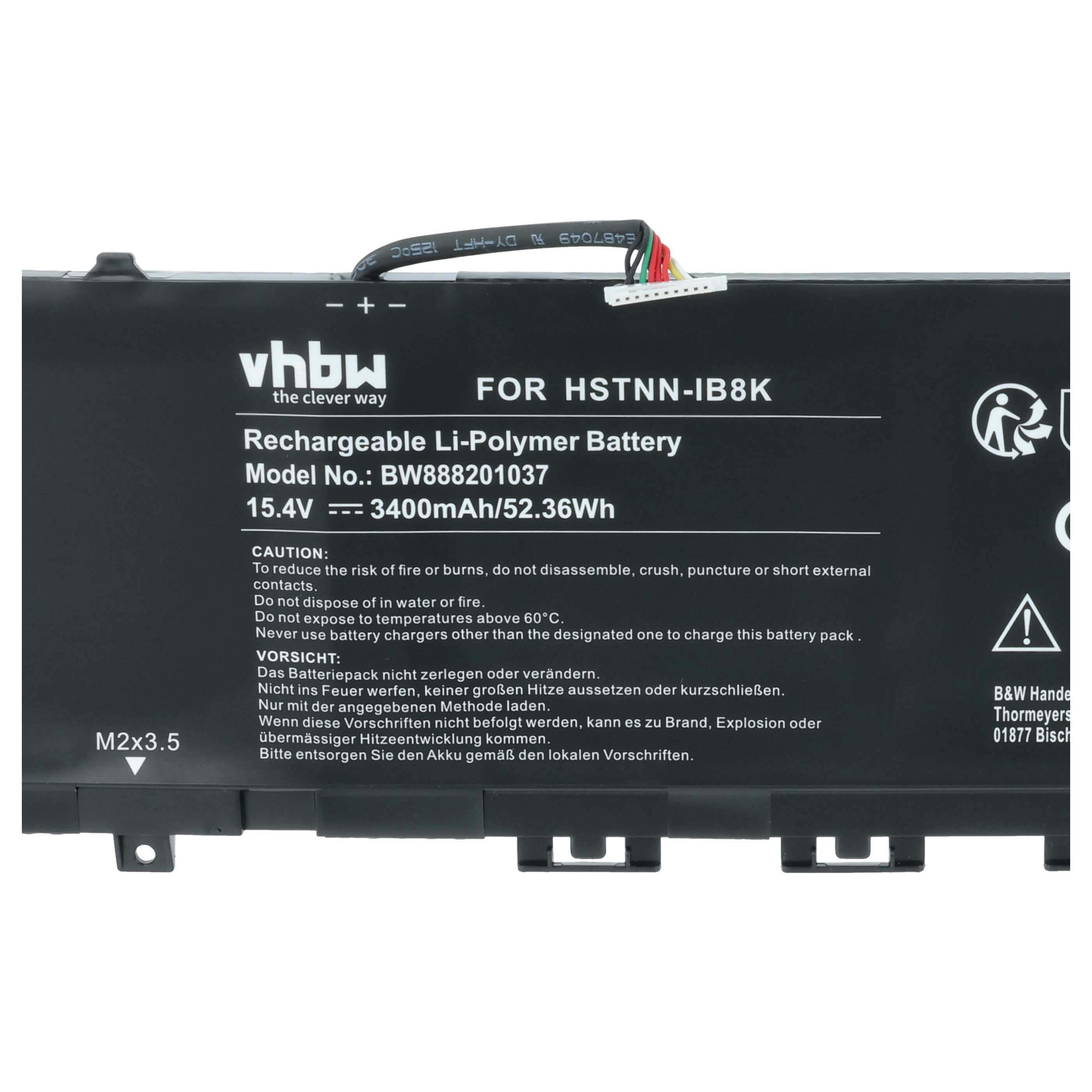 Akumulator do laptopa zamiennik HP HSTNN-IB8K, KC04XL, L08496-855, L08544-1C1 - 3400 mAh 15,4 V LiPo, czarny