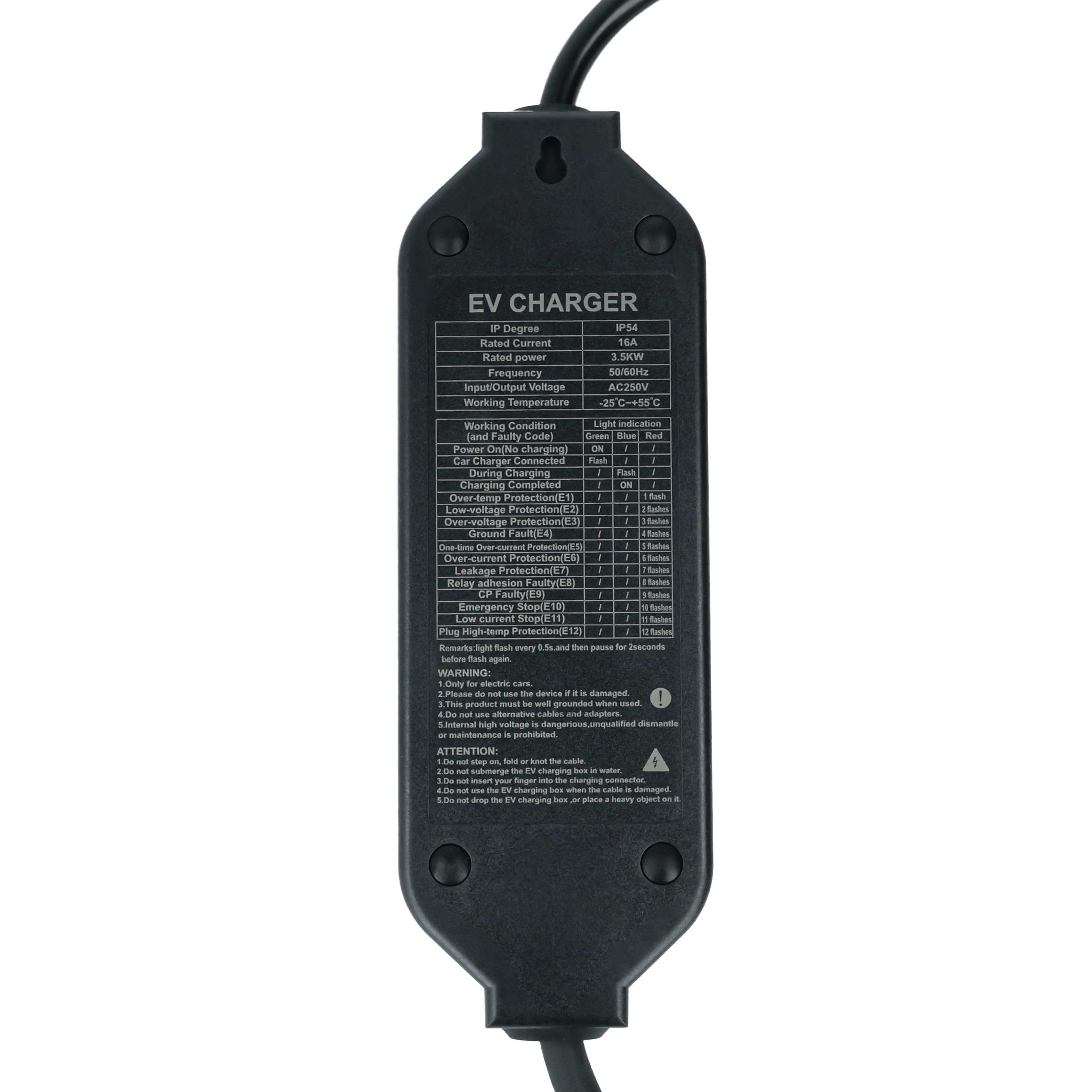 Charging Cable - Type 2 to Euro Socket Cable, Single-Phase, 16 A, 3.5 kW, 3 m
