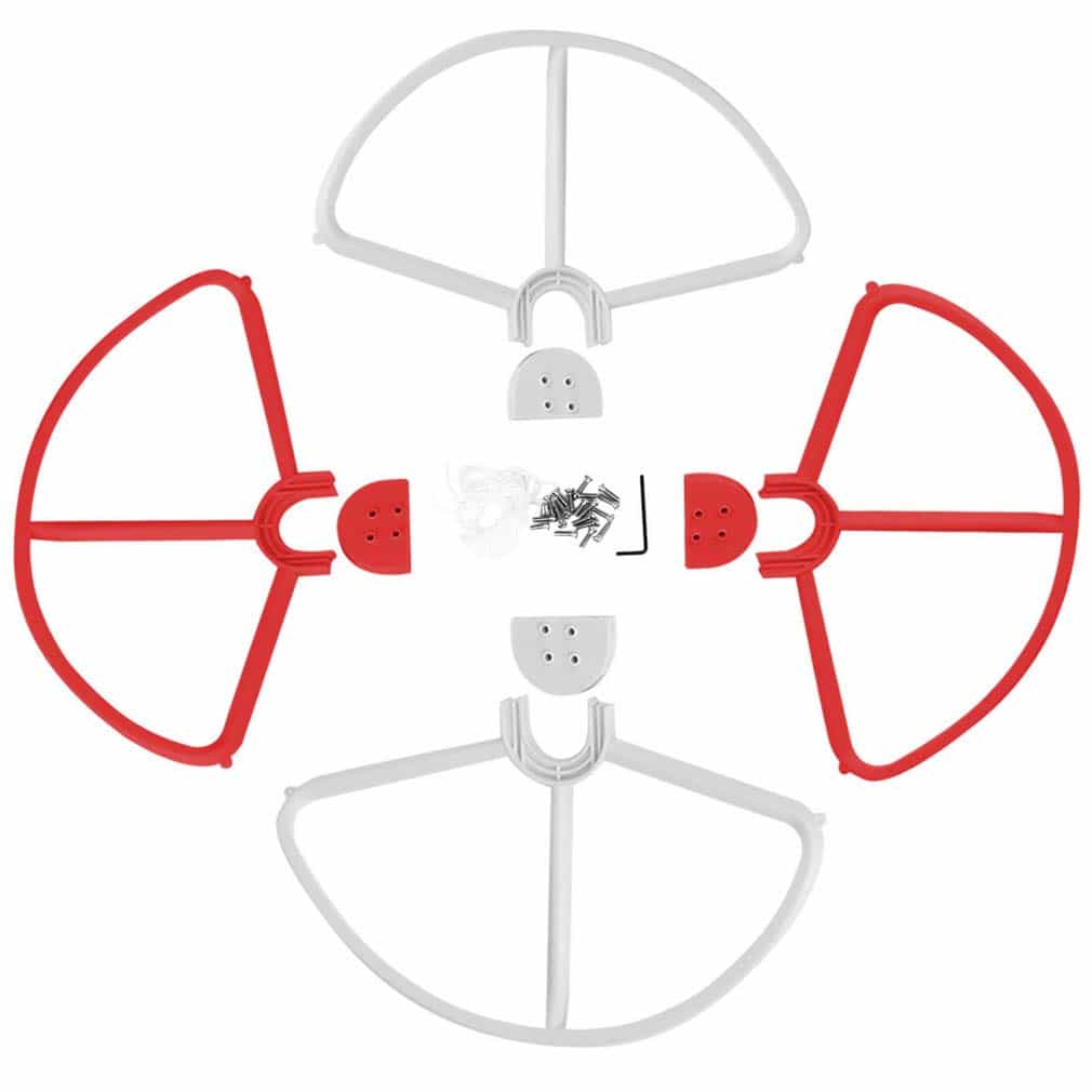 4x Protecteurs d'hélice pour drone DJI Phantom 3 Advanced - blanc / rouge