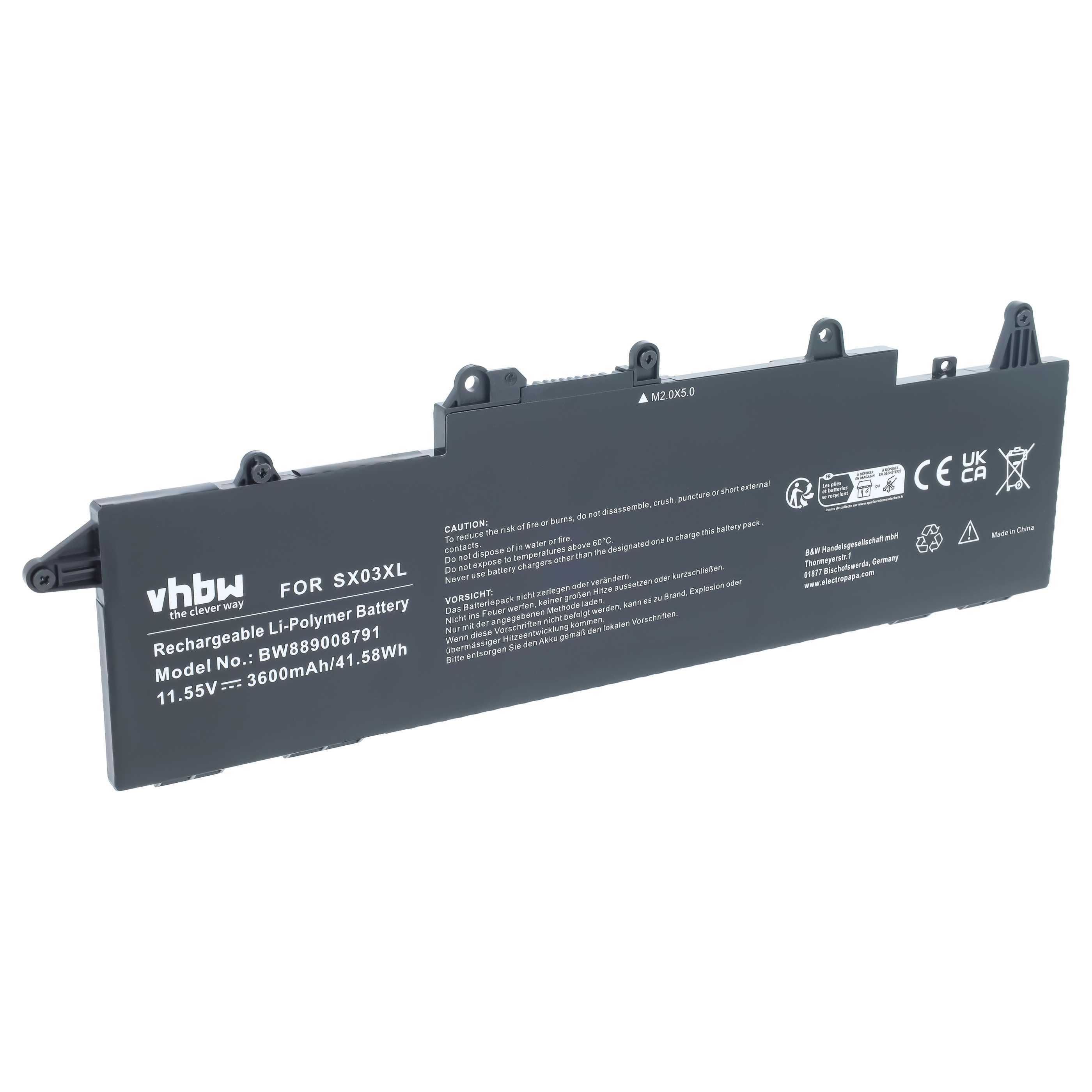 Notebook-Akku als Ersatz für HP HSTNN-DB9P, HSTNN-IB9D, 996QA176H für HP - 3600mAh 11,55V Li-Polymer