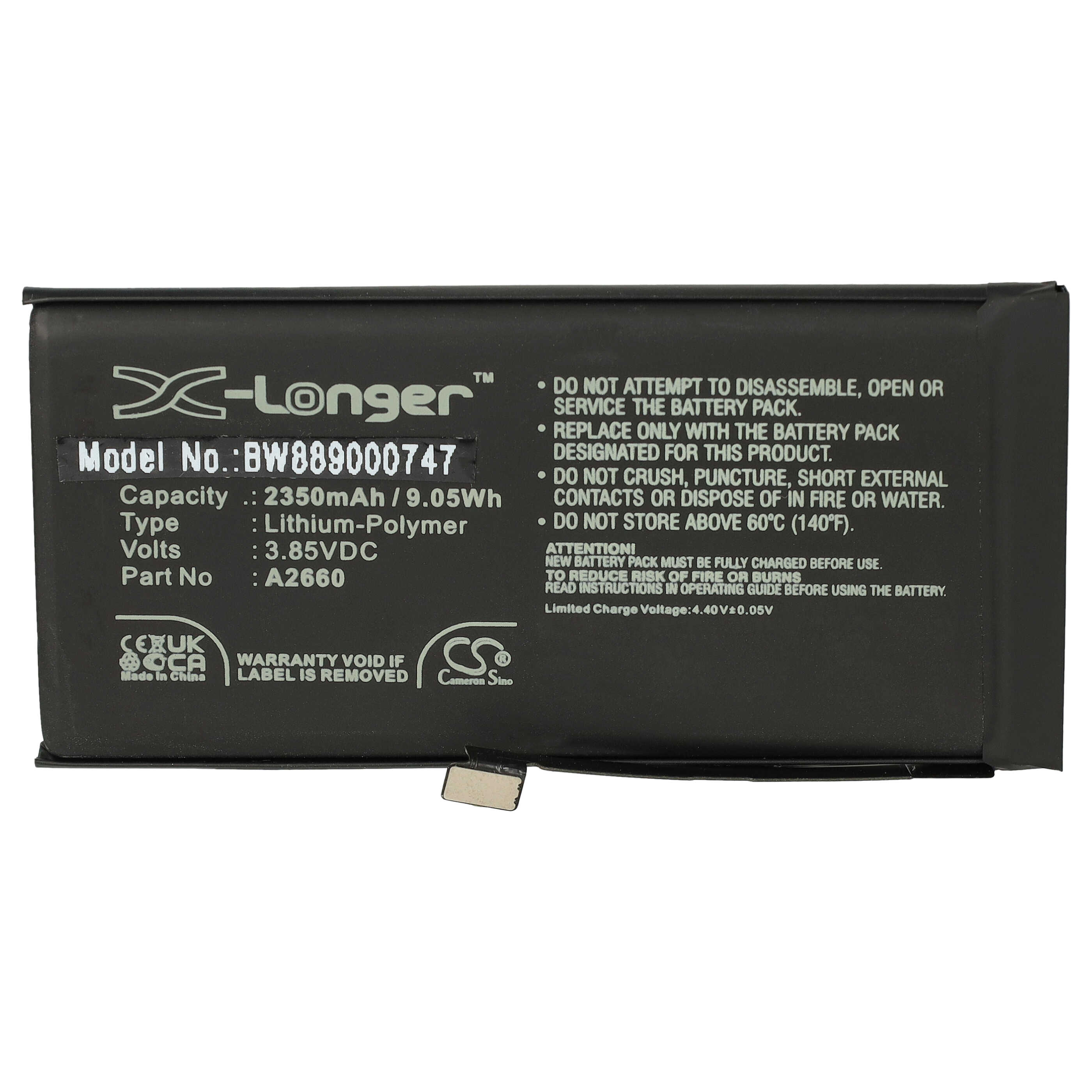 Mobile Phone Battery Replacement for Apple A2660 - 2350mAh 3.85V Li-polymer