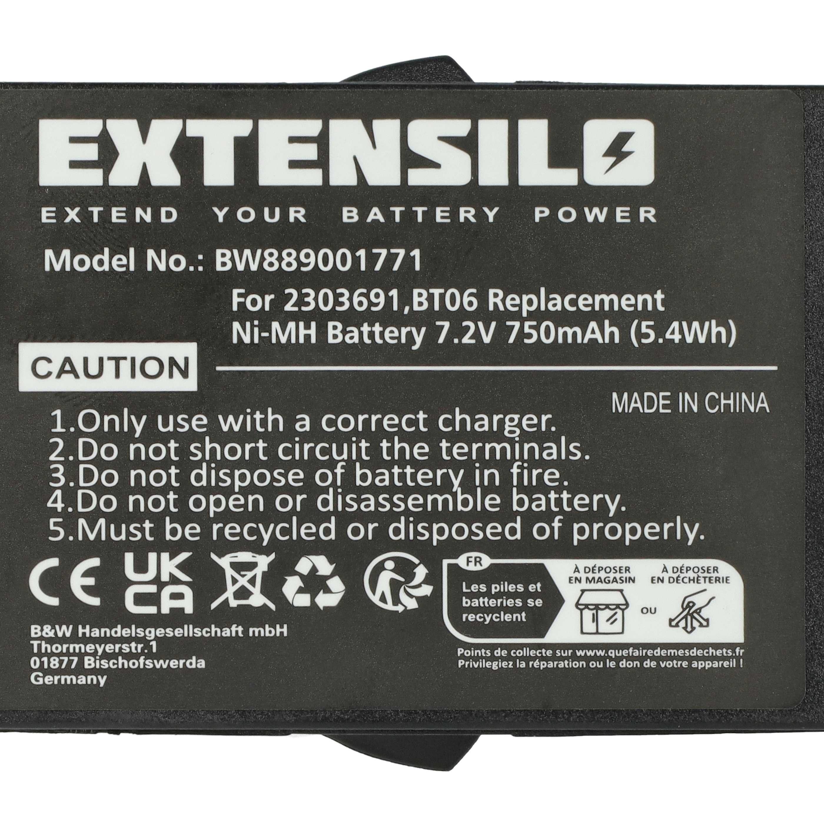 Akku (2 Stück) als Ersatz für Danfoss 2303691, BT06 Steuerung - 750mAh 7,2V NiMH