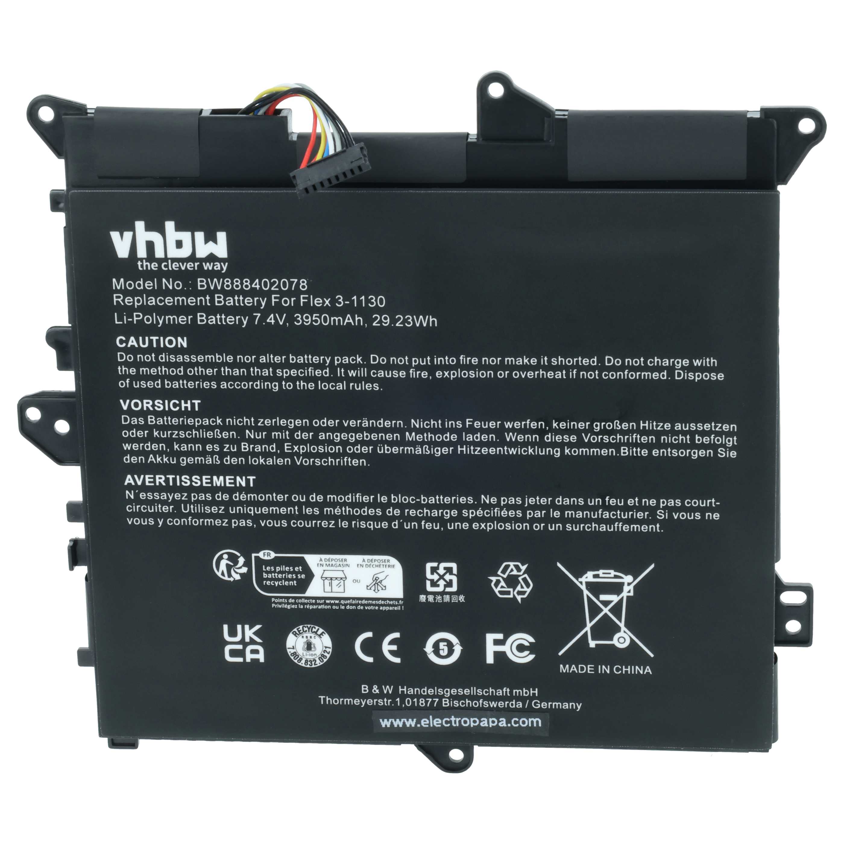 Akumulator do laptopa zamiennik Lenovo 5B10K10168, 5B10H11758, 5B10H09630, 5B10H09632 - 3950 mAh 7,4 V LiPo