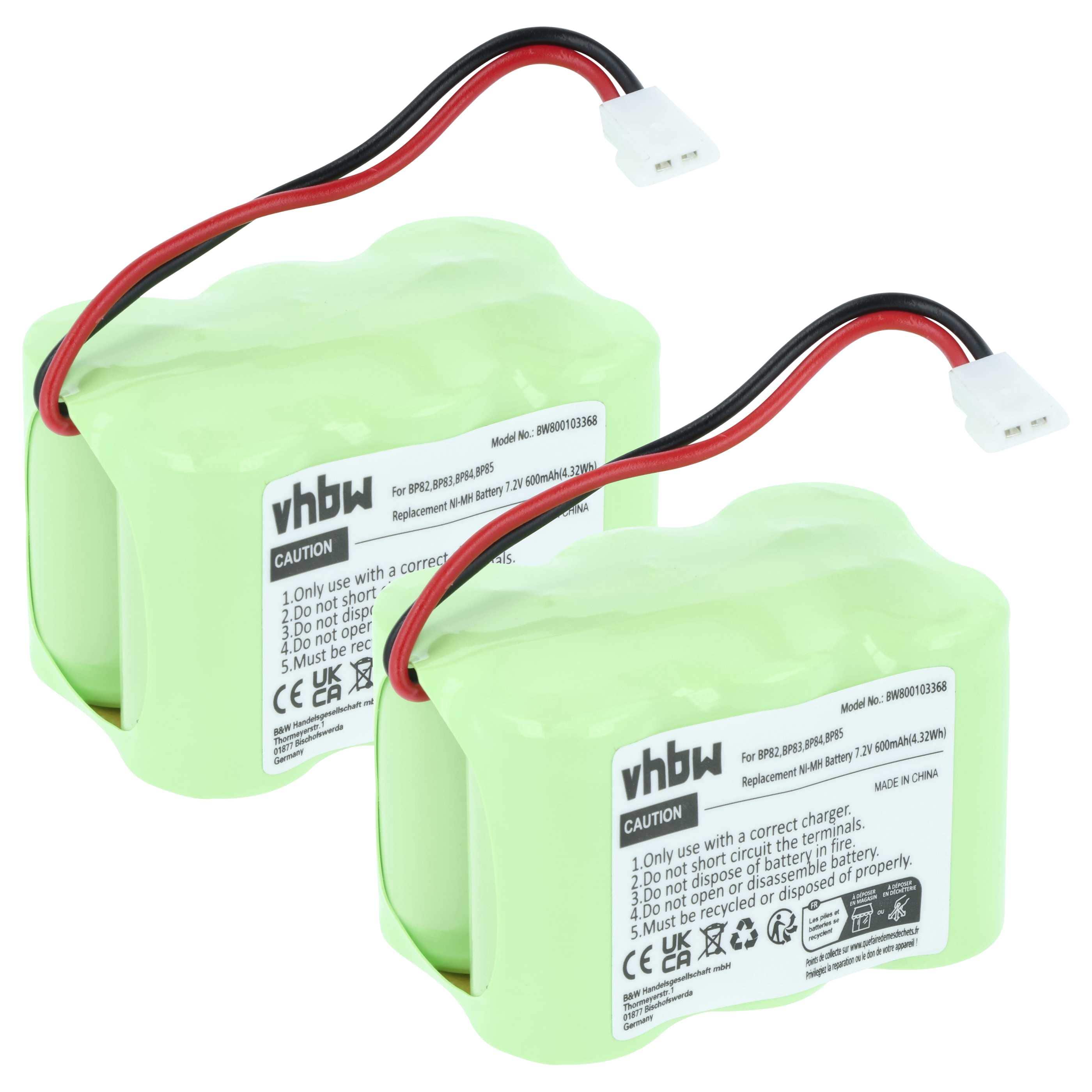 Radio 2x Battery replaces Icom BP-82, BP-85, BP-84, BP-83 - 600 mAh 7.2 V NiMH