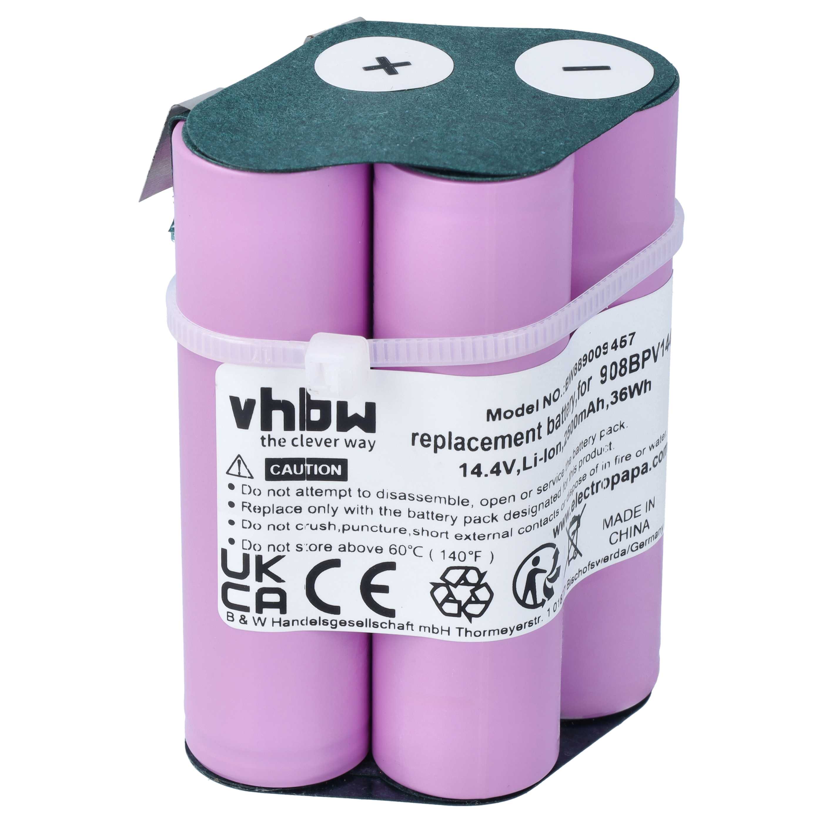 Akku als Ersatz für Bosch 908BPV144 für Bosch Staubsauger - 2500mAh 14,4V Li-Ion