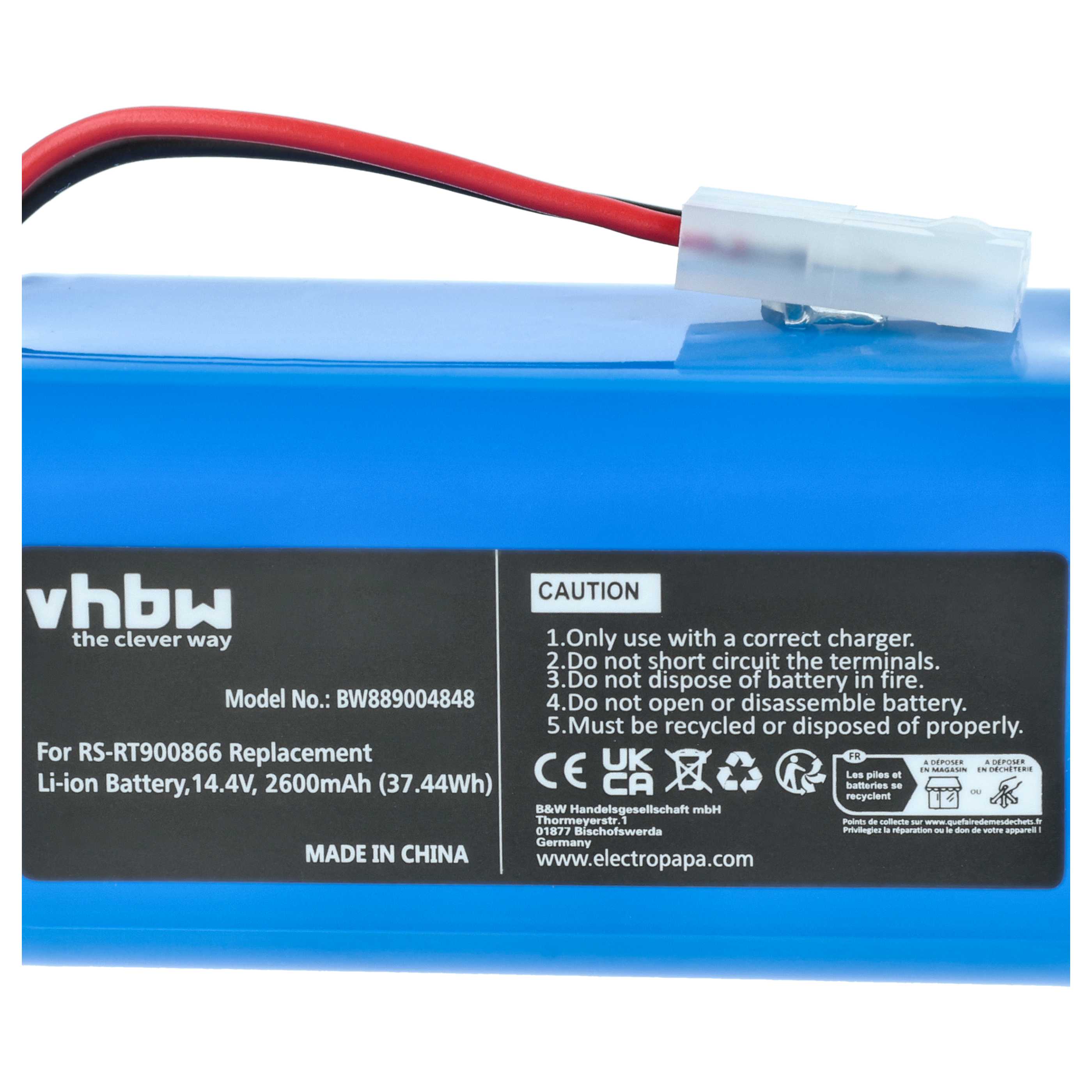 Battery replaces Rowenta RS-RT900866 for Rowenta 2600mAh, 14.4V, Li-Ion