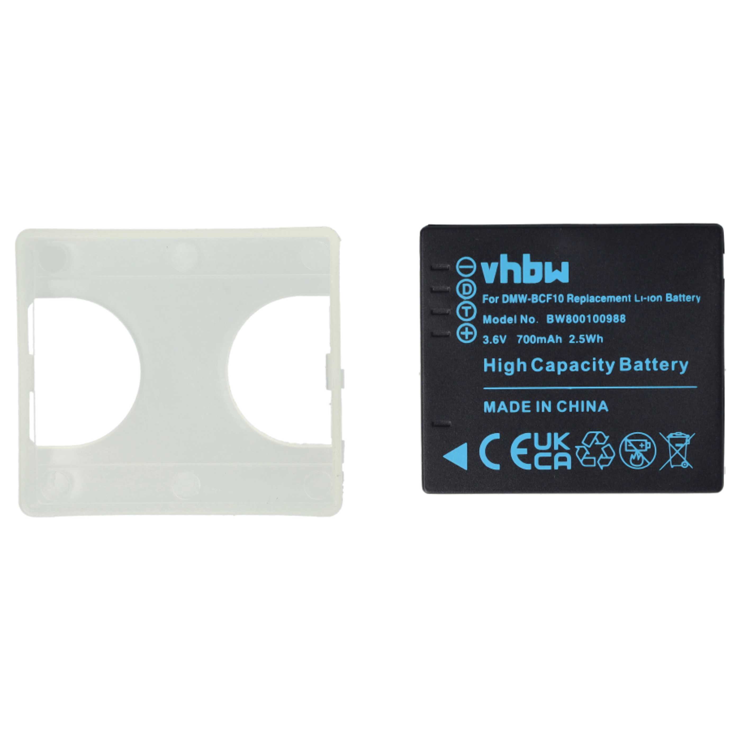 2x Battery replaces Panasonic DMW-BCF10E, DMW-BCF10 - 1000mAh, 3.6V, Li-Ion