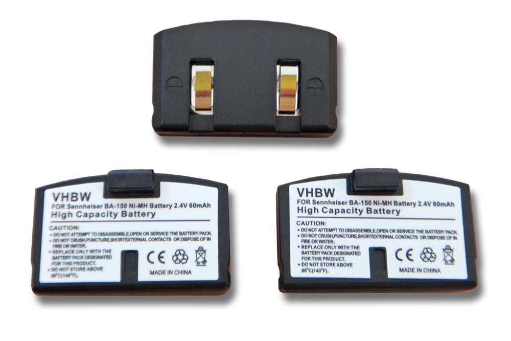 Wireless Headset Battery (3 Units) Replacement for Sennheiser BA151, BA150, BA152 - 60mAh 2.4V NiMH
