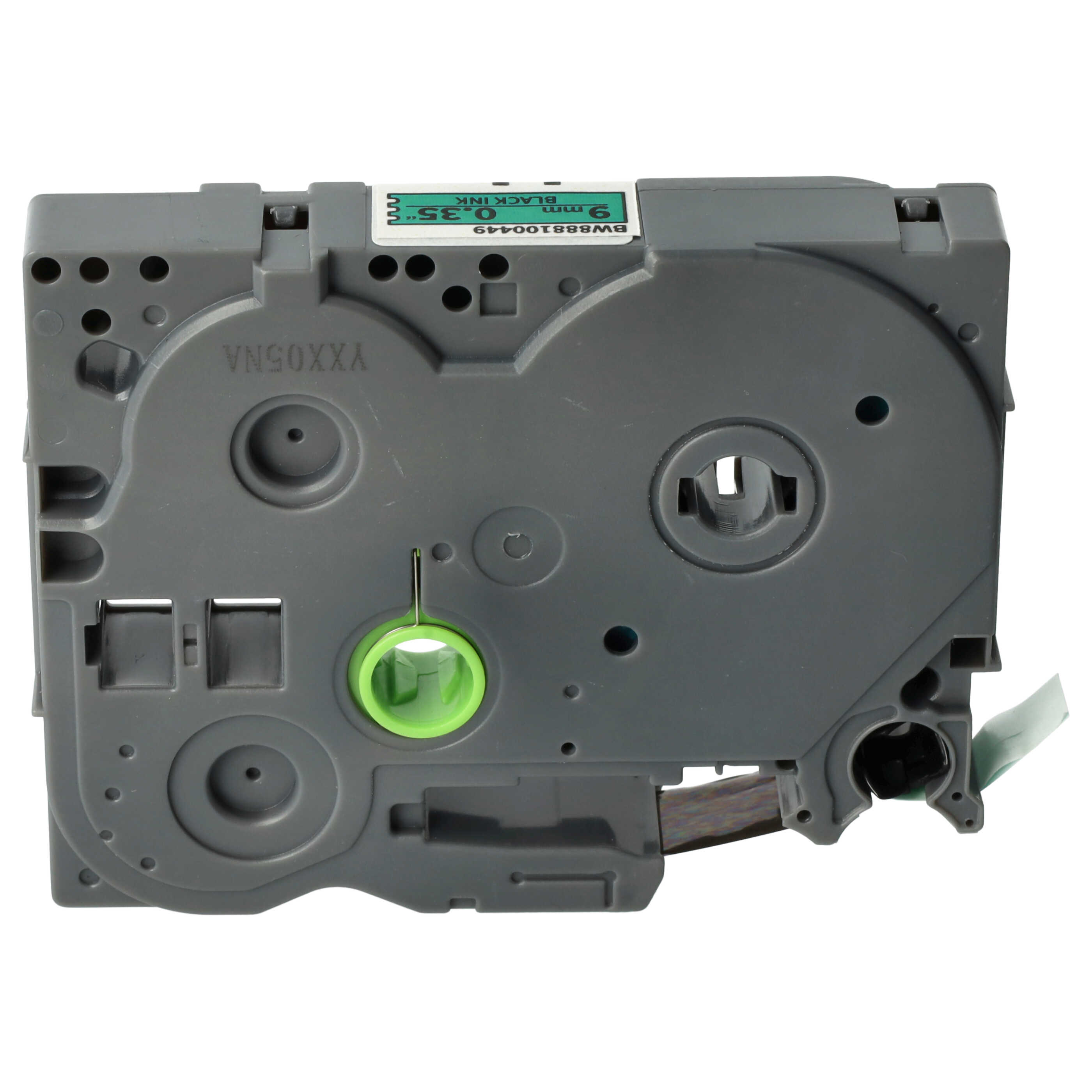 Cassetta nastro sostituisce Brother TZE-S721 per etichettatrice Brother 9mm nero su verde, extra forte