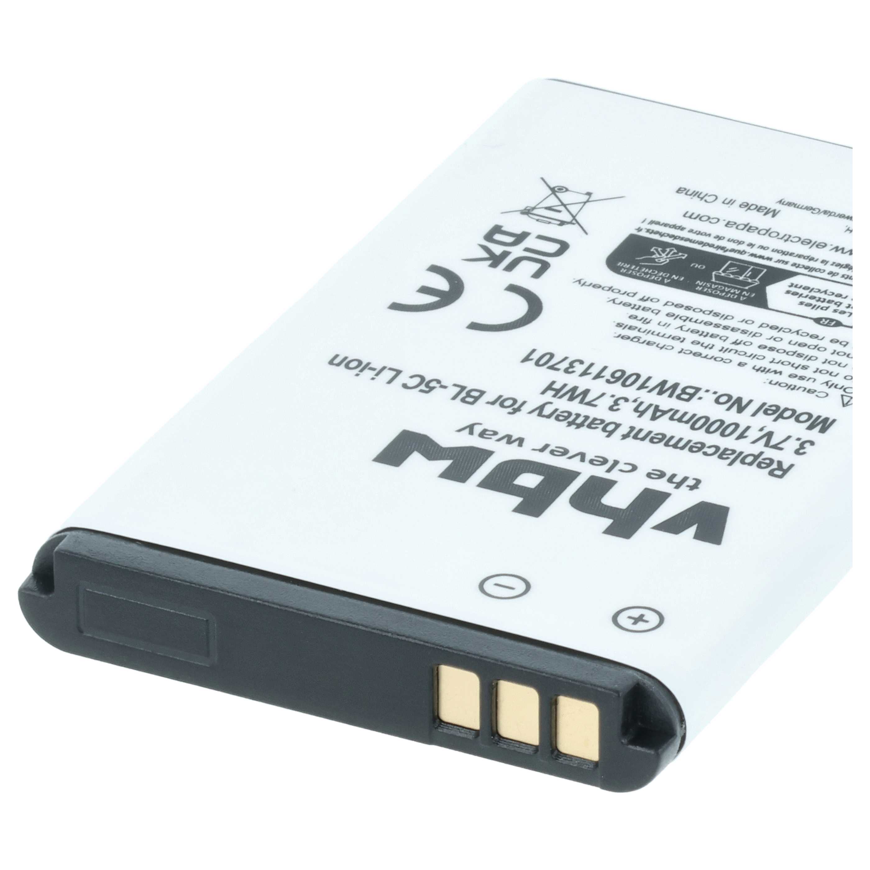 Batteria sostituisce Alcatel RTR001F01, 3BN67332AA, 10000058 per cellulare - 1000mAh 3,7V Li-Ion 