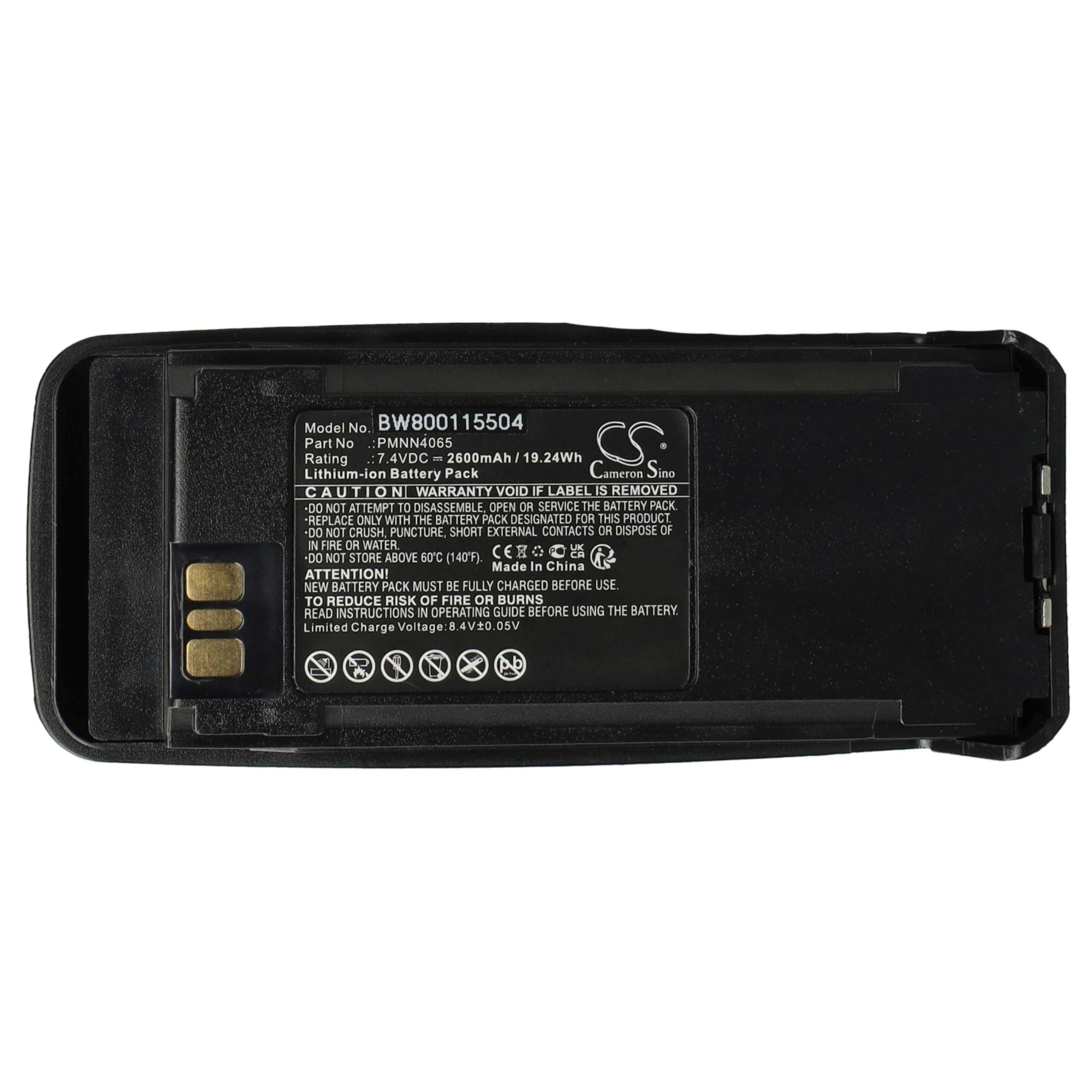 Akku (5 Stück) als Ersatz für Motorola NNTN4066, NNTN4077 für Funkgerät - 2600mAh 7,4V Li-Ion + Gürtelclip