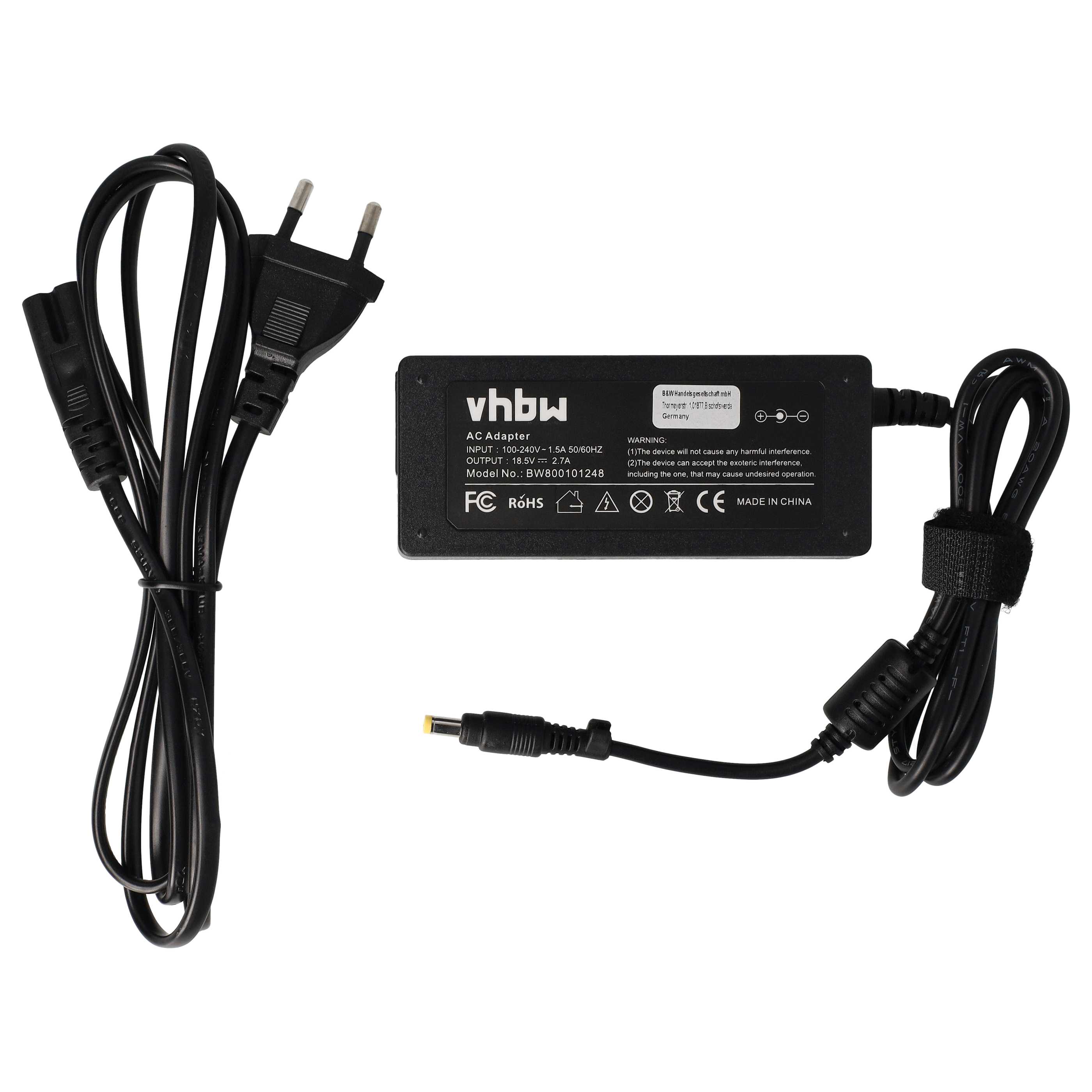 Mains Power Adapter replaces HP 239428-001, PPP012L, 239705-001 for HPNotebook etc., 50 W
