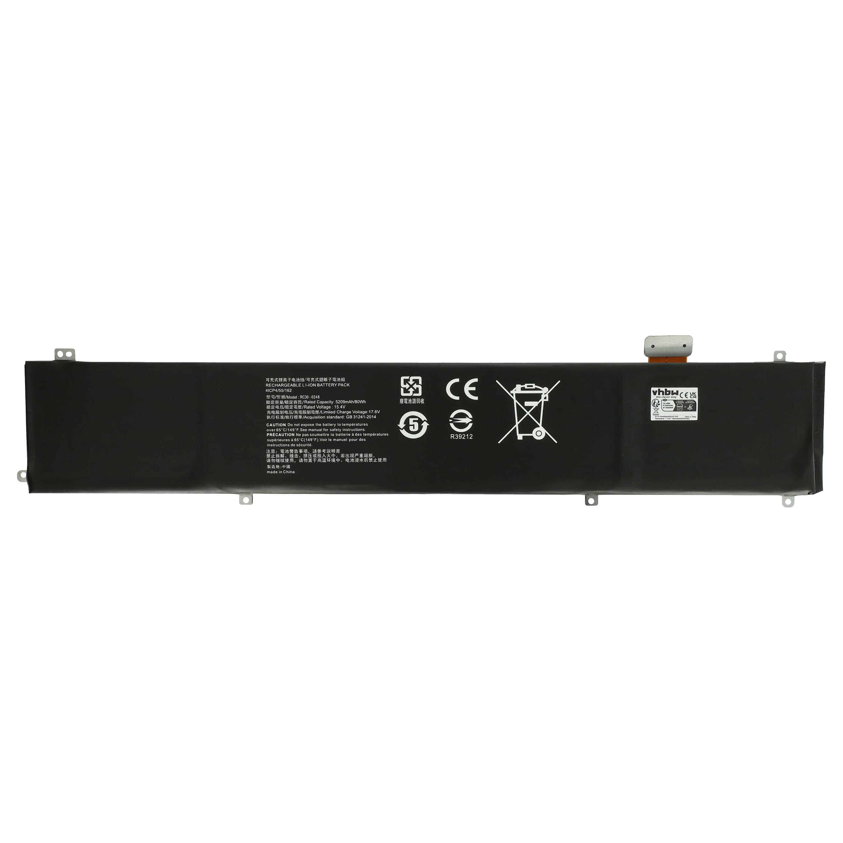 Batteria sostituisce Razer 4ICP4/55/162, 4ICP4/56/162, RC30-0248 per notebook Razer - 5200mAh 15,4V Li-Poly