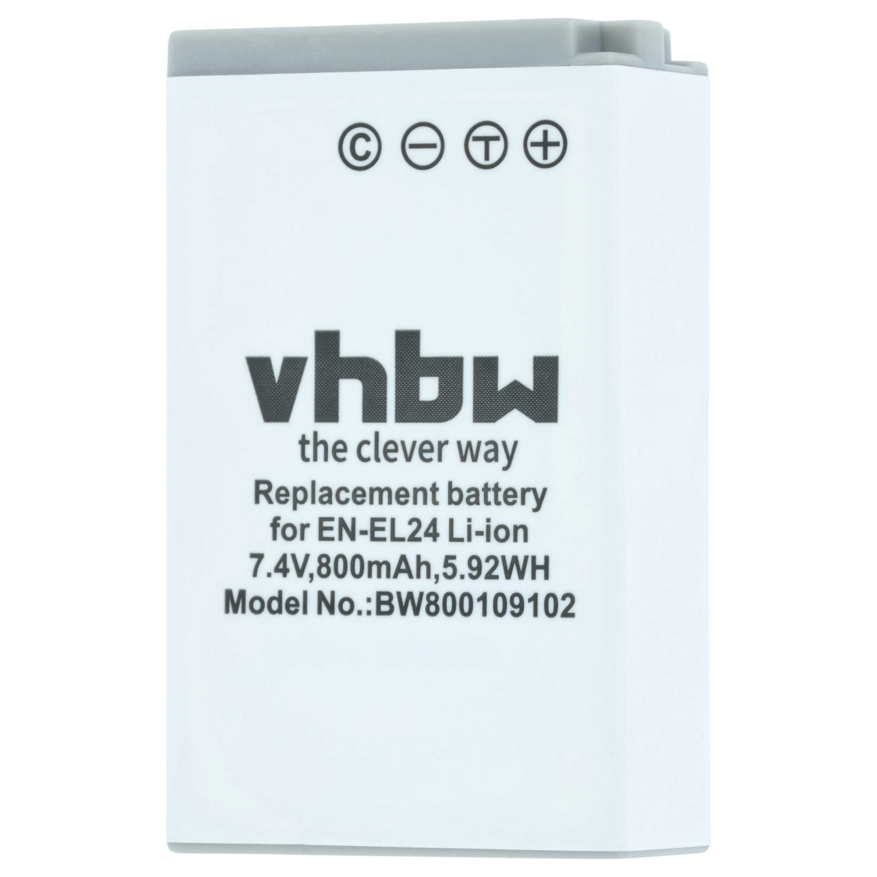 3x Battery replaces Nikon VFB11901, EN-EL24 - 800mAh, 7.2V, Li-Ion