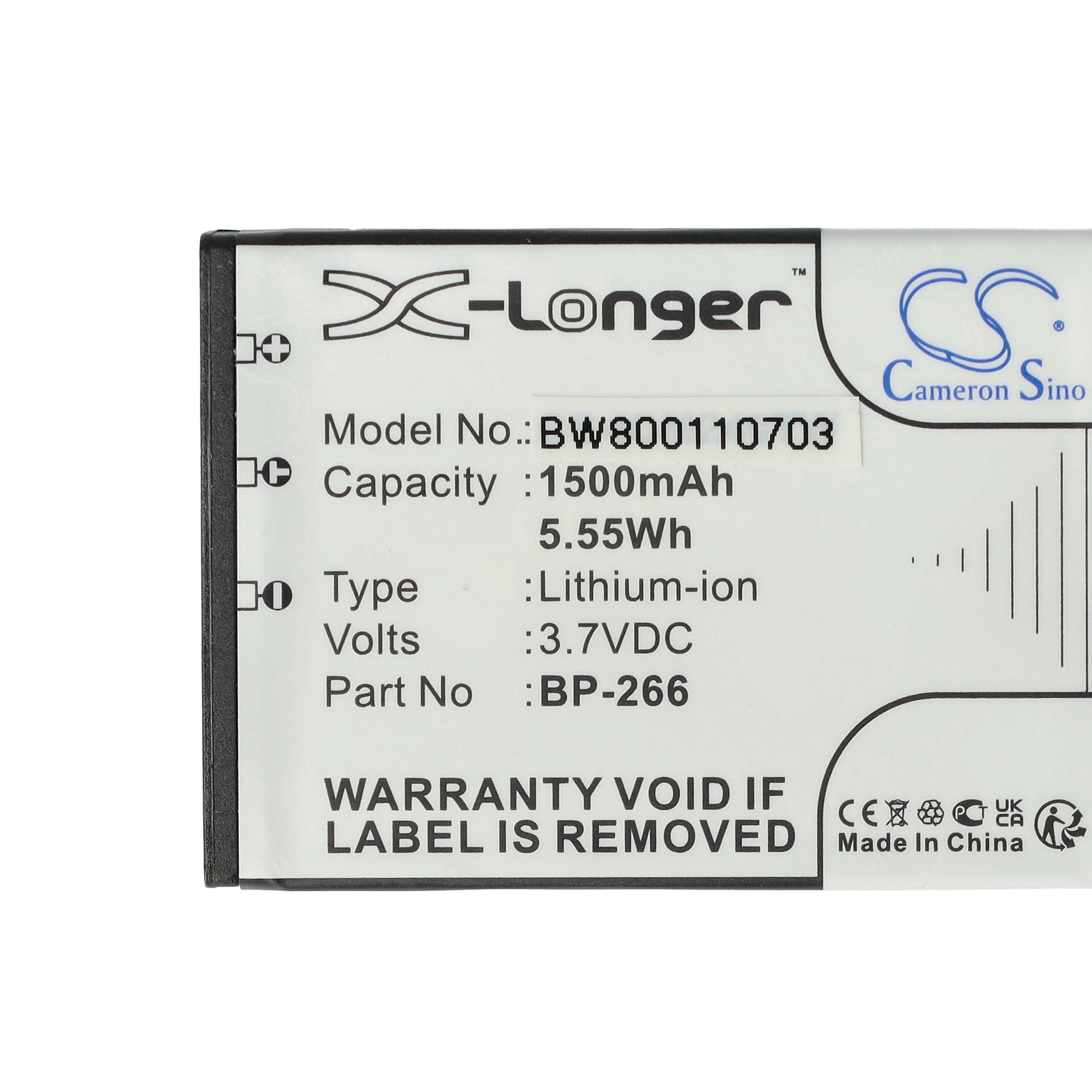 Radio 2x Battery replaces Icom BP-266 - 1500 mAh 3.7 V Li-Ion
