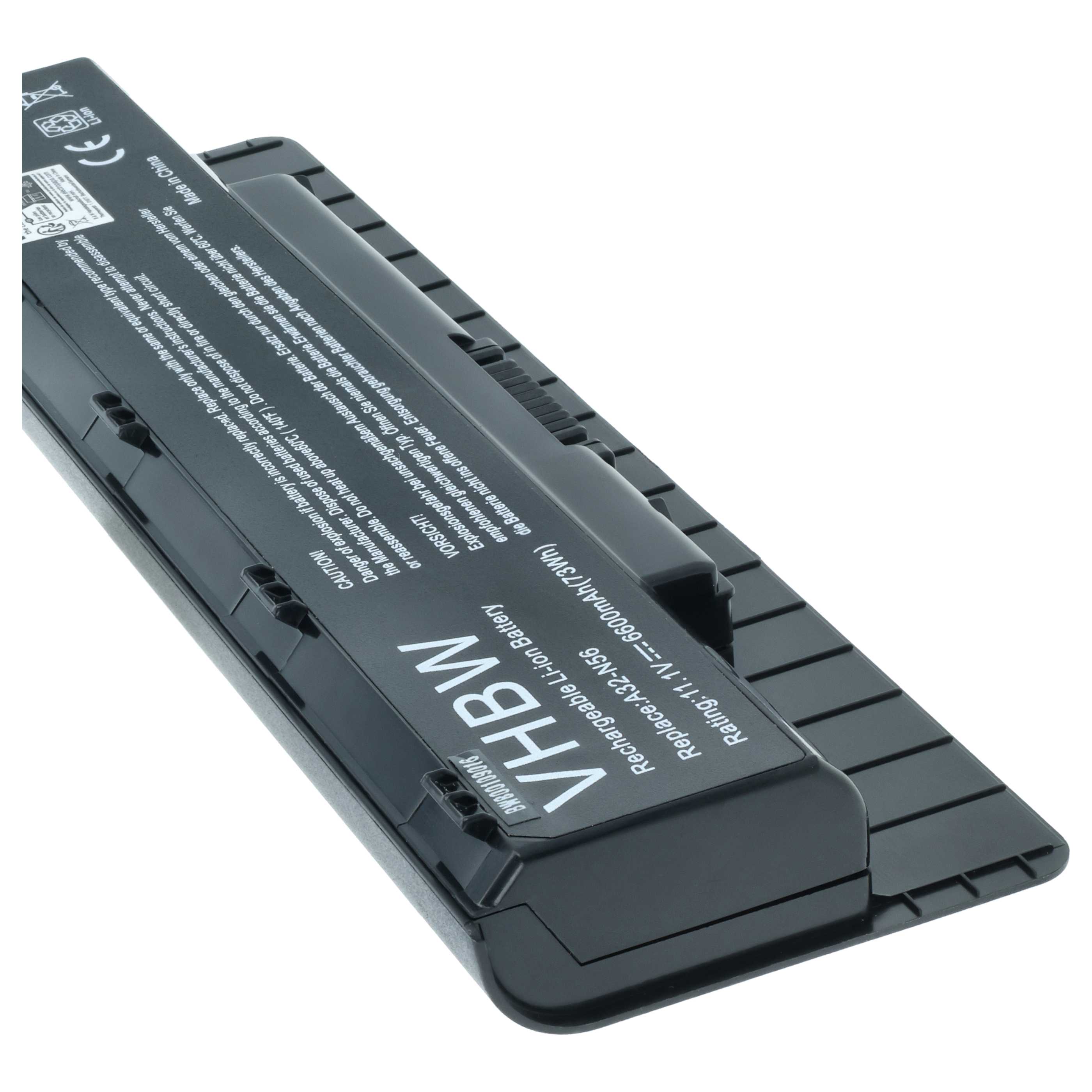 Akumulator do laptopa zamiennik Asus A32-N56, A31-N56, A33-N56 - 6600 mAh 10,8 V Li-Ion, czarny
